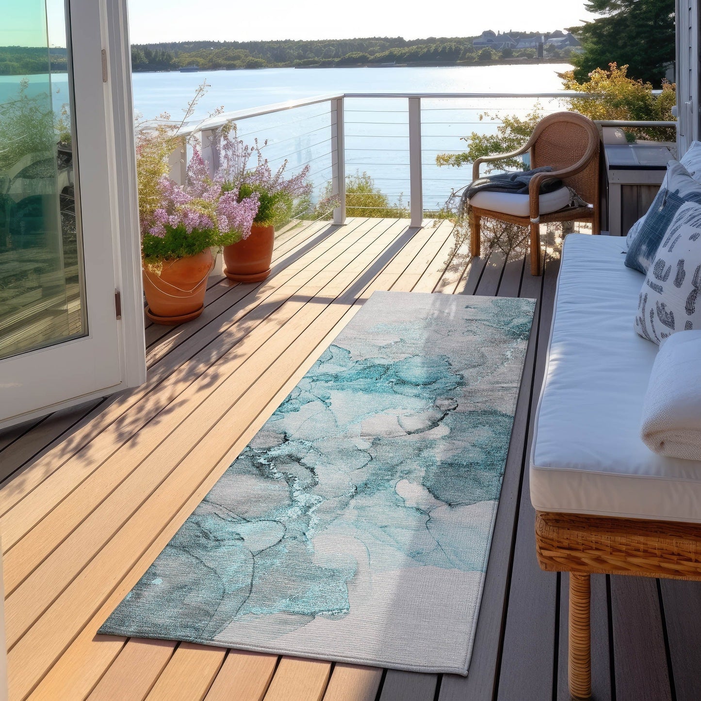 Tapis Chantille abstrait lavable en machine pour intérieur/extérieur