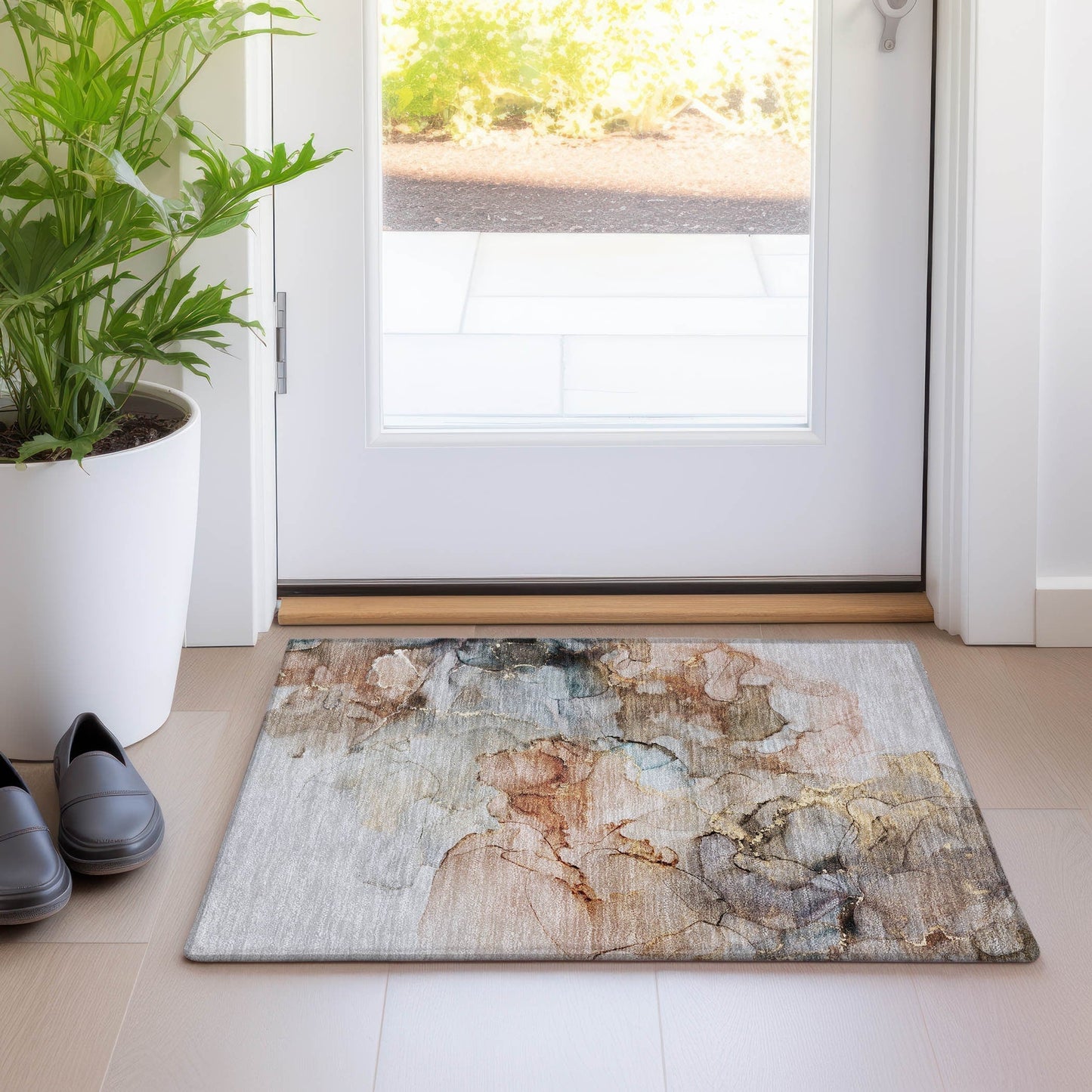 Tapis Chantille abstrait lavable en machine pour intérieur/extérieur