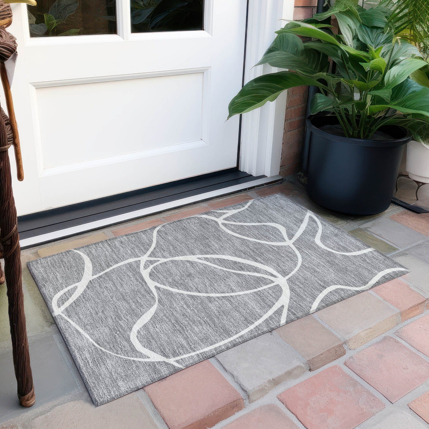 Tapis Chantille moderne abstrait lavable en machine pour intérieur/extérieur