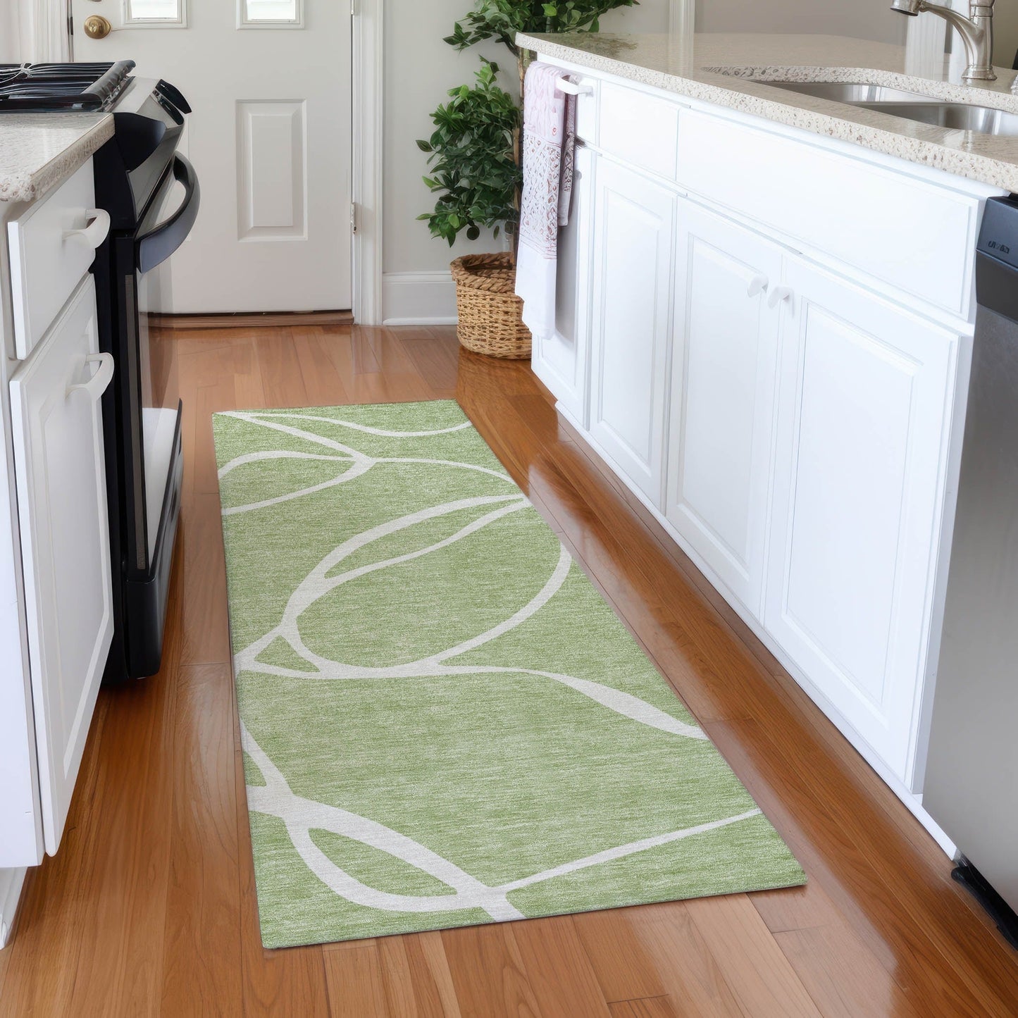 Tapis Chantille moderne abstrait lavable en machine pour intérieur/extérieur