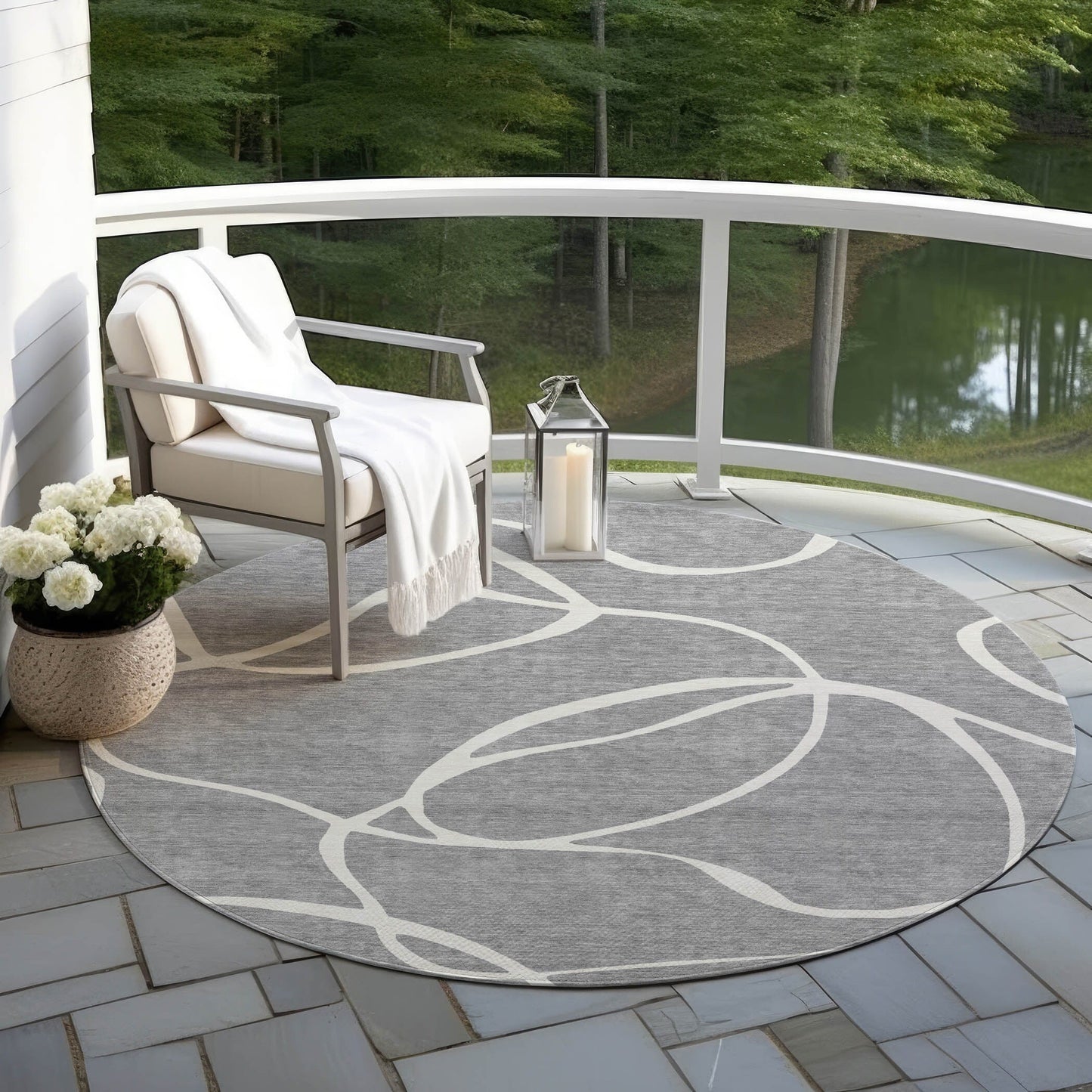 Tapis Chantille moderne abstrait lavable en machine pour intérieur/extérieur