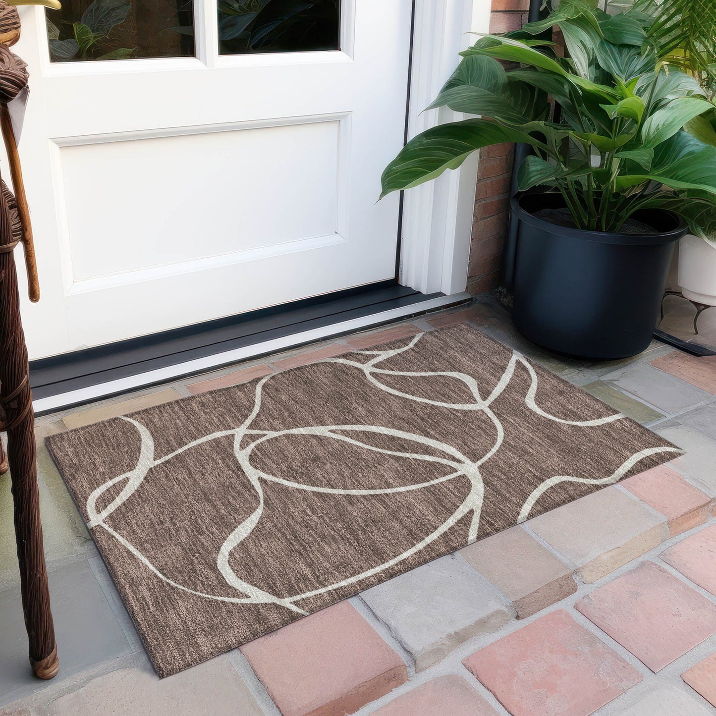 Tapis Chantille moderne abstrait lavable en machine pour intérieur/extérieur