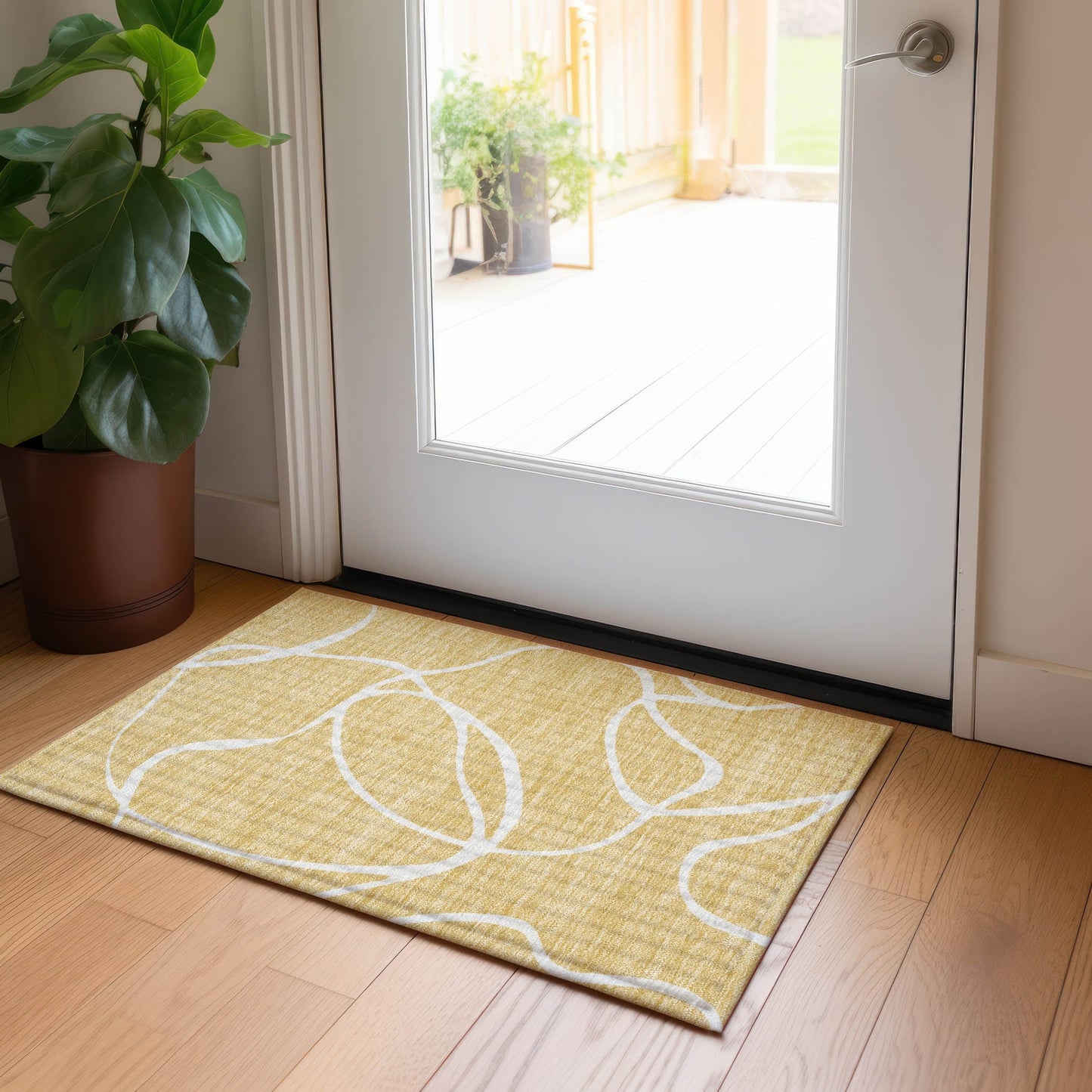 Tapis Chantille moderne abstrait lavable en machine pour intérieur/extérieur
