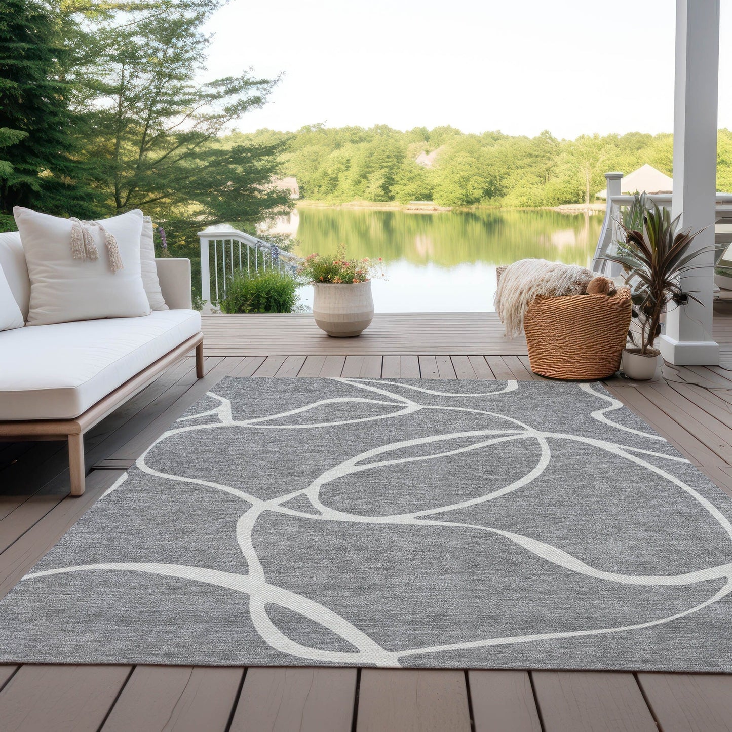 Tapis Chantille moderne abstrait lavable en machine pour intérieur/extérieur