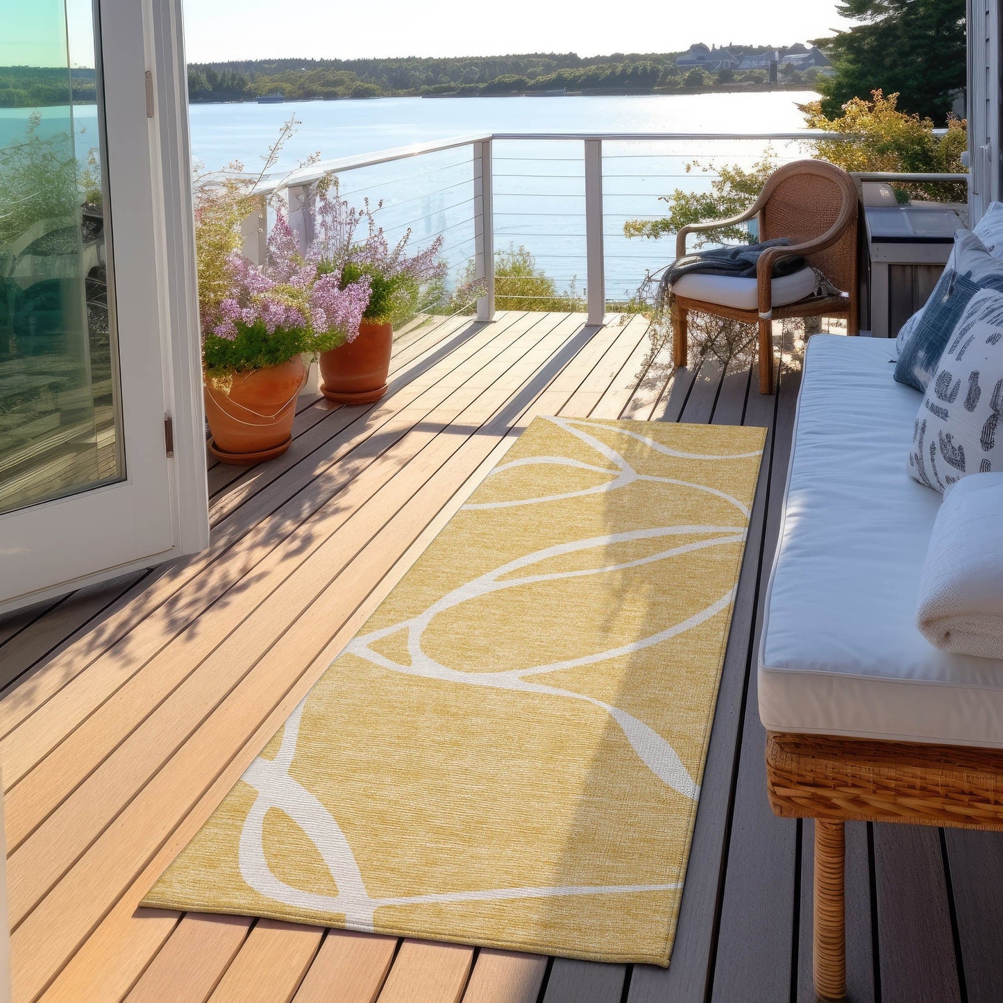 Tapis Chantille moderne abstrait lavable en machine pour intérieur/extérieur