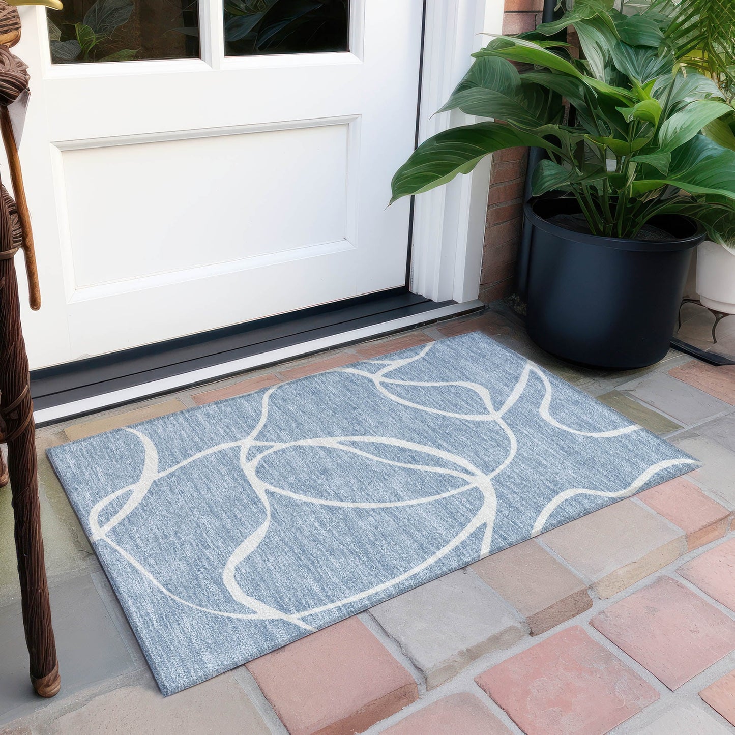 Tapis Chantille moderne abstrait lavable en machine pour intérieur/extérieur