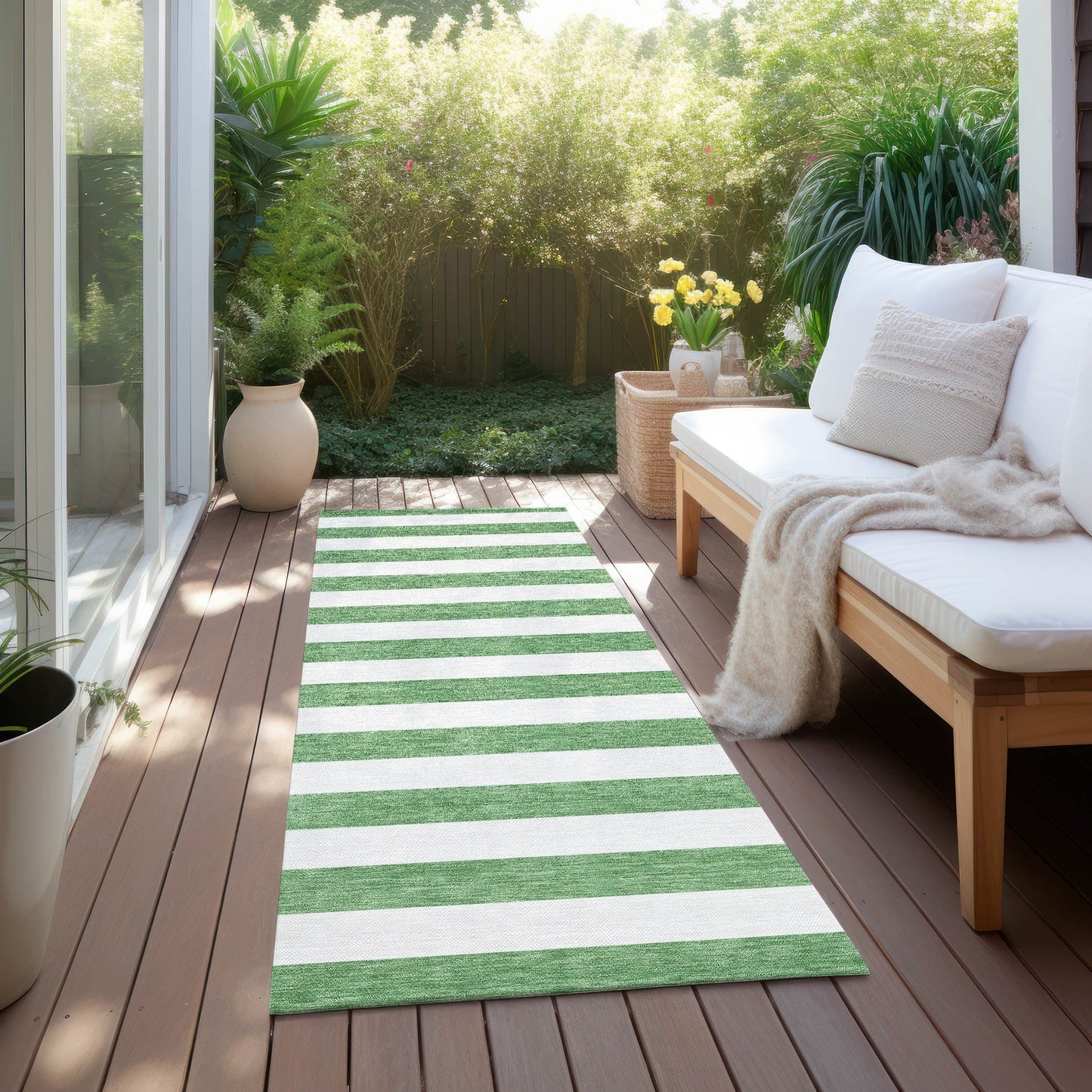 Tapis Chantille à rayures Cabana lavable en machine pour intérieur/extérieur