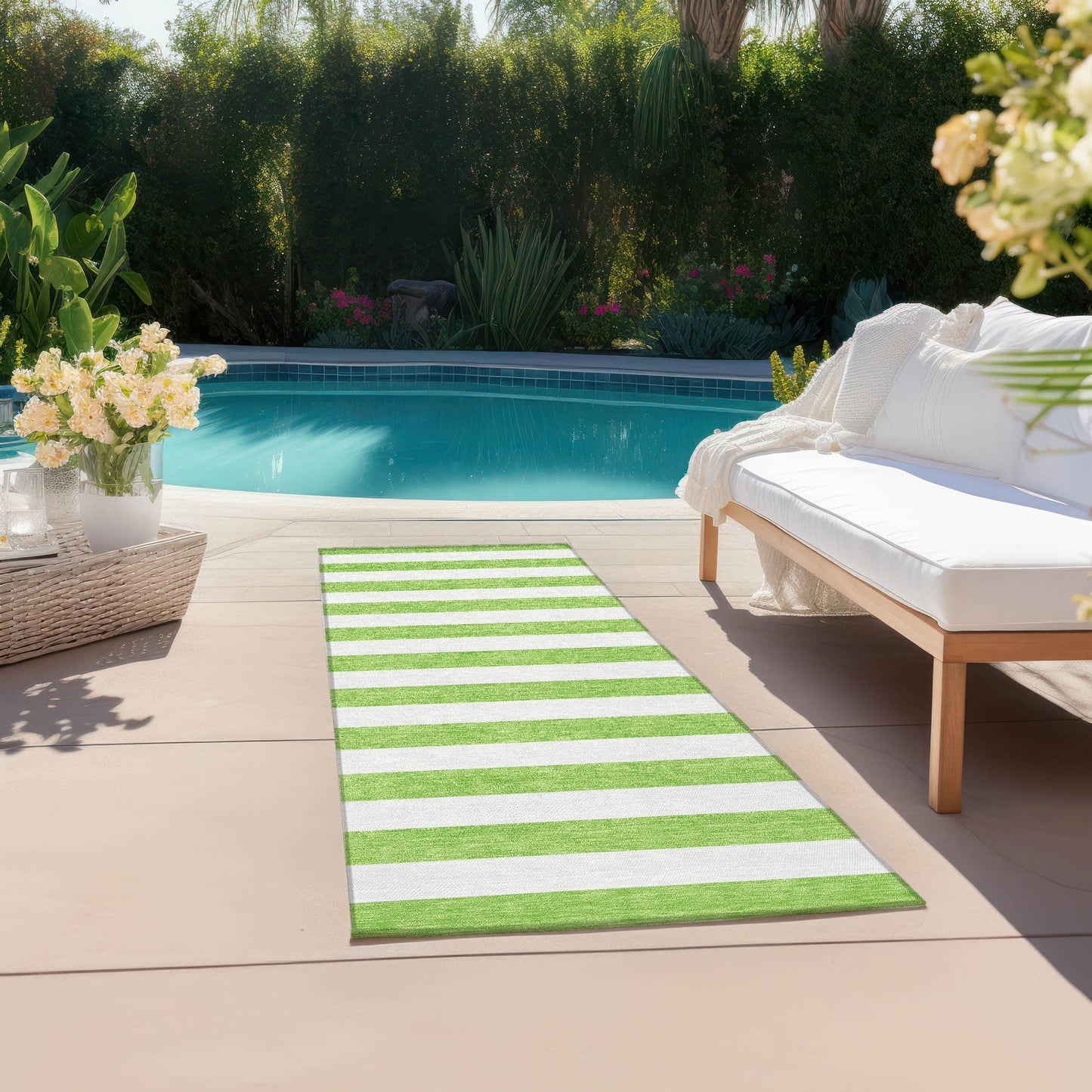 Tapis Chantille à rayures Cabana lavable en machine pour intérieur/extérieur