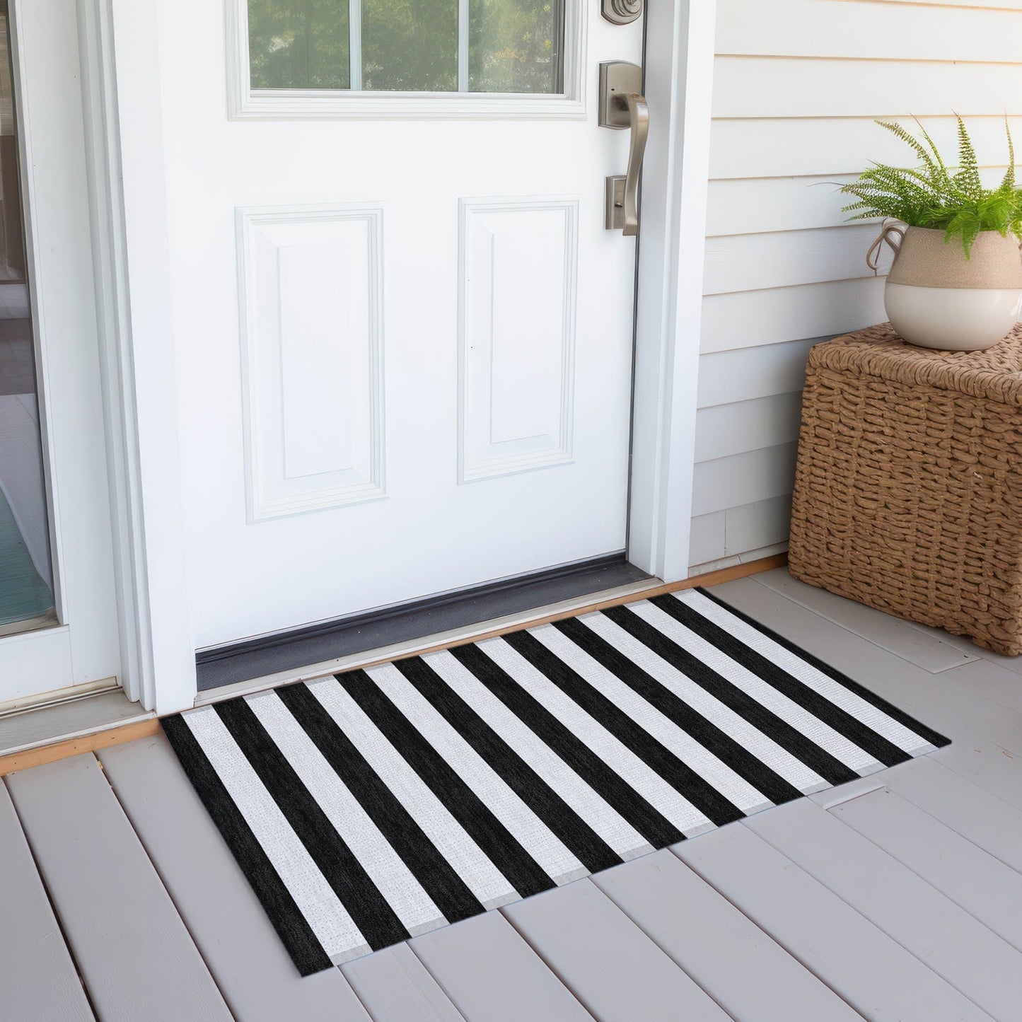 Tapis Chantille à rayures Cabana lavable en machine pour intérieur/extérieur