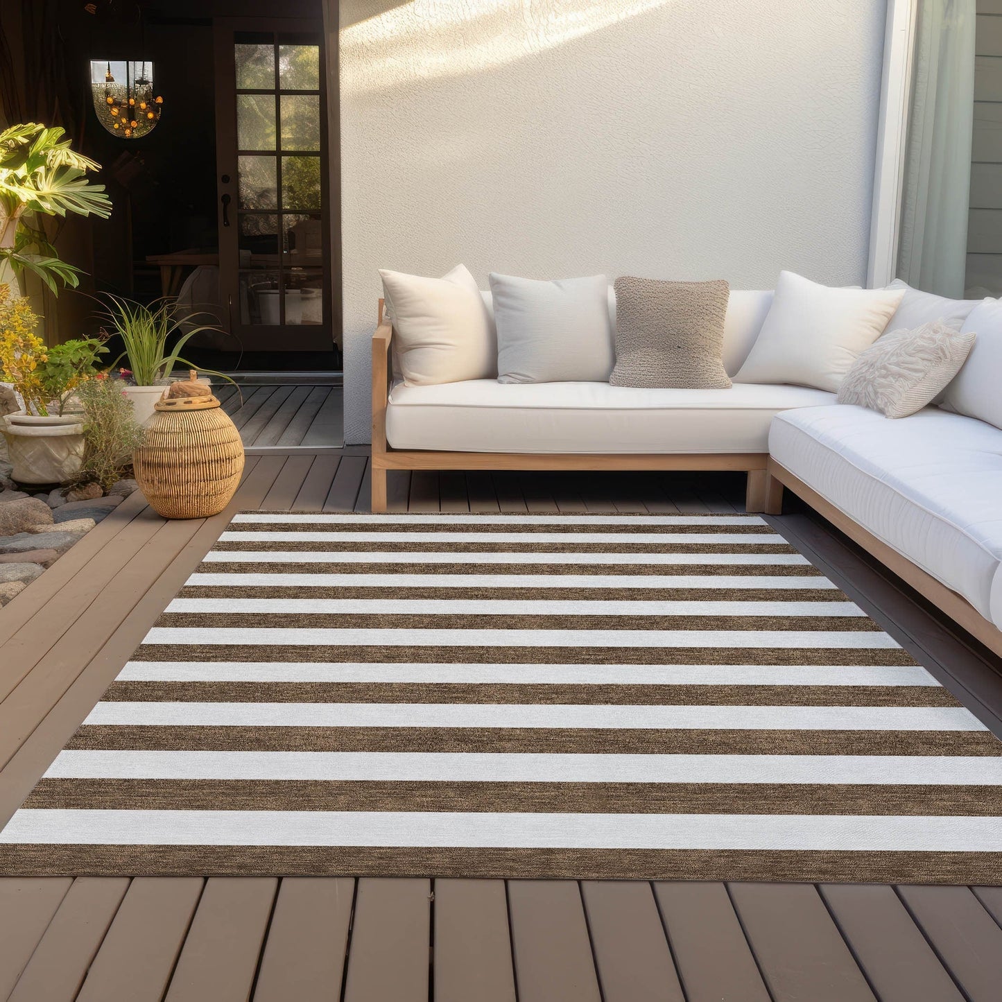 Tapis Chantille à rayures Cabana lavable en machine pour intérieur/extérieur