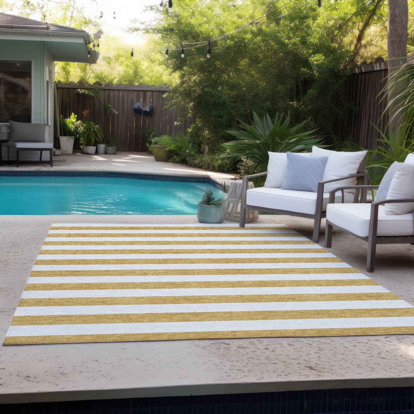 Tapis Chantille à rayures Cabana lavable en machine pour intérieur/extérieur