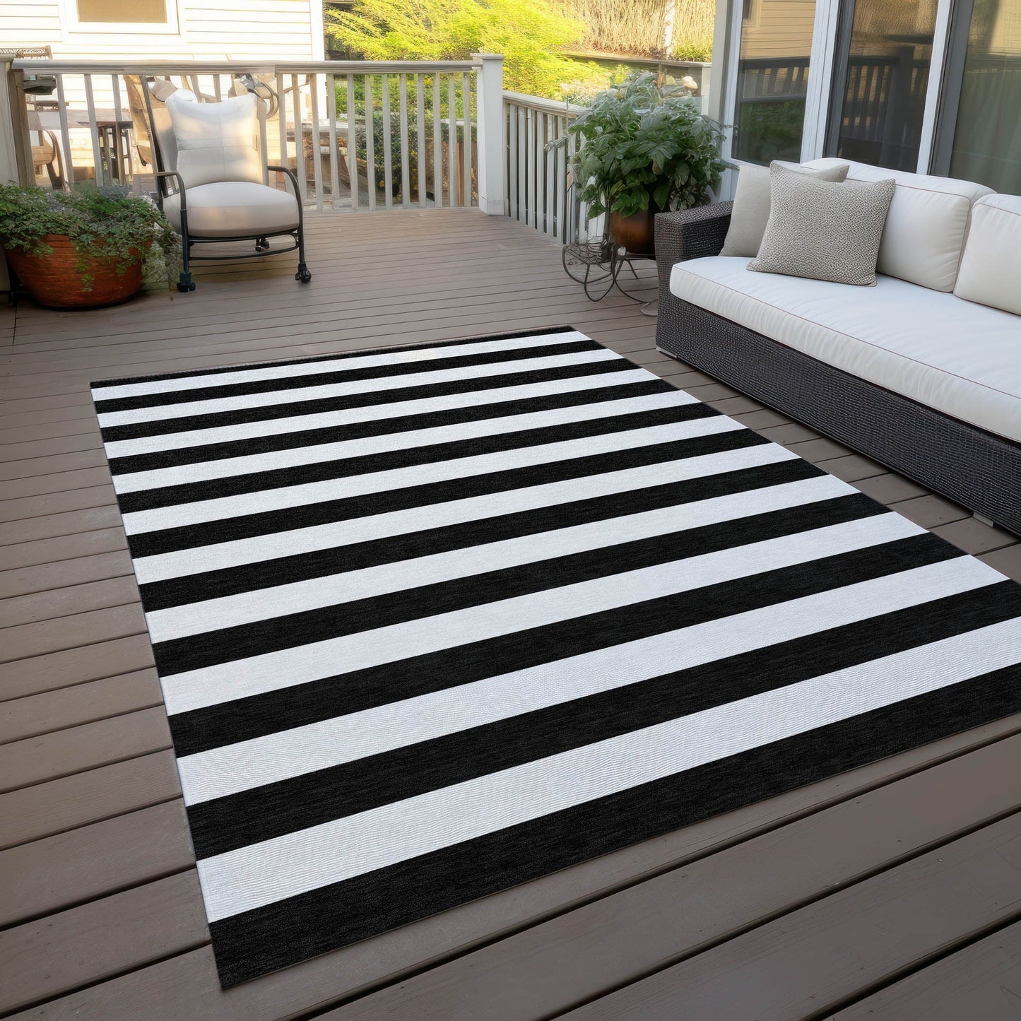 Tapis Chantille à rayures Cabana lavable en machine pour intérieur/extérieur