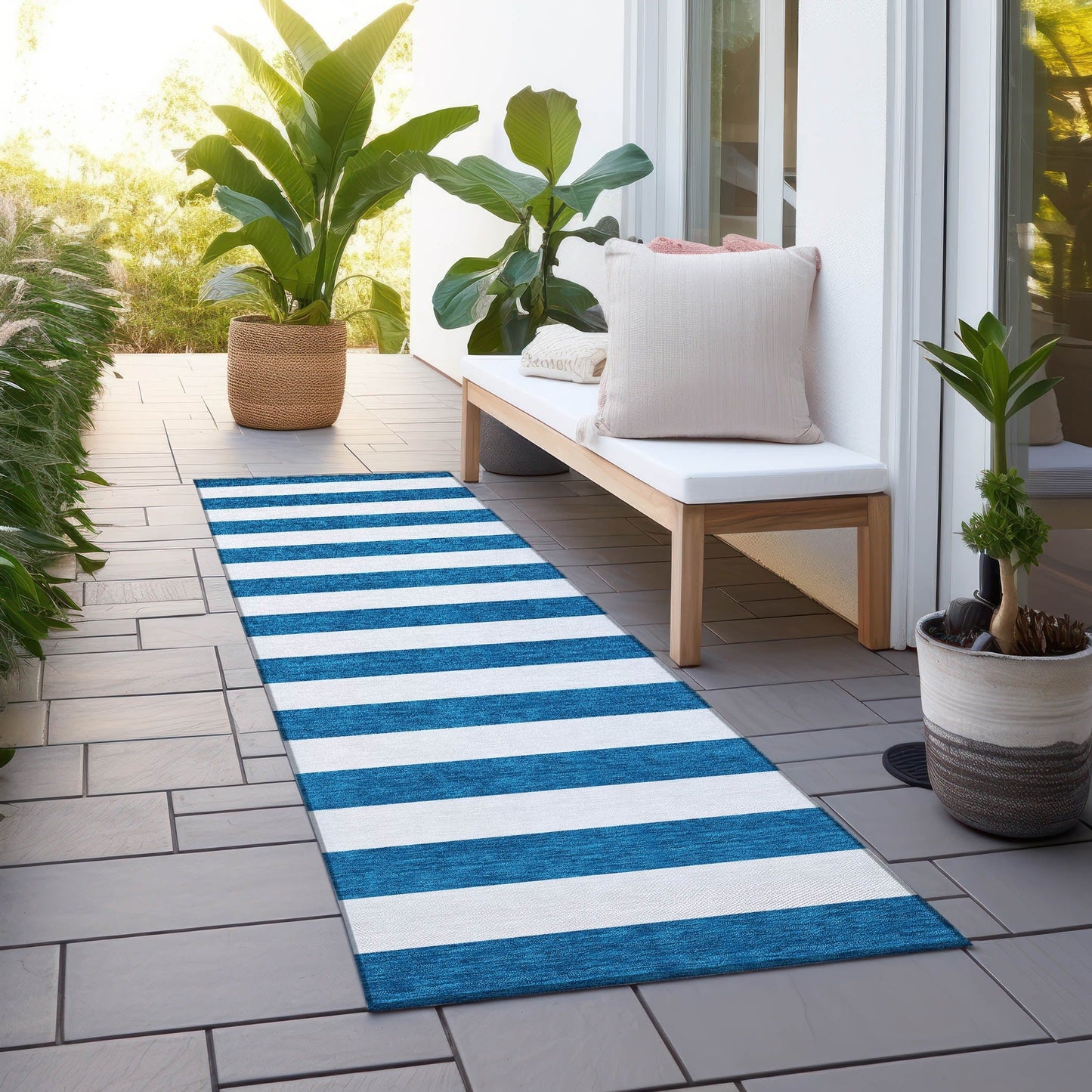 Tapis Chantille à rayures Cabana lavable en machine pour intérieur/extérieur