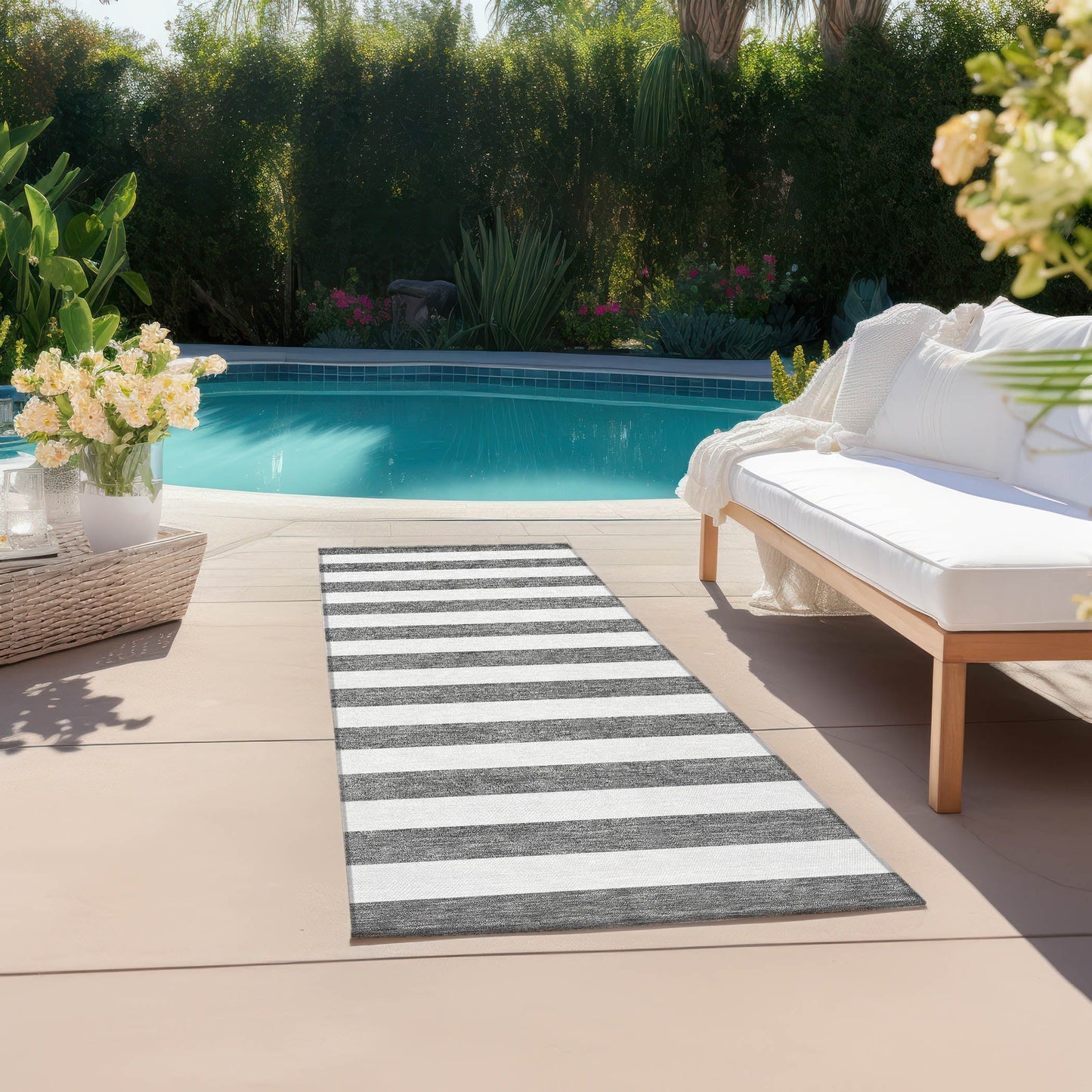 Tapis Chantille à rayures Cabana lavable en machine pour intérieur/extérieur