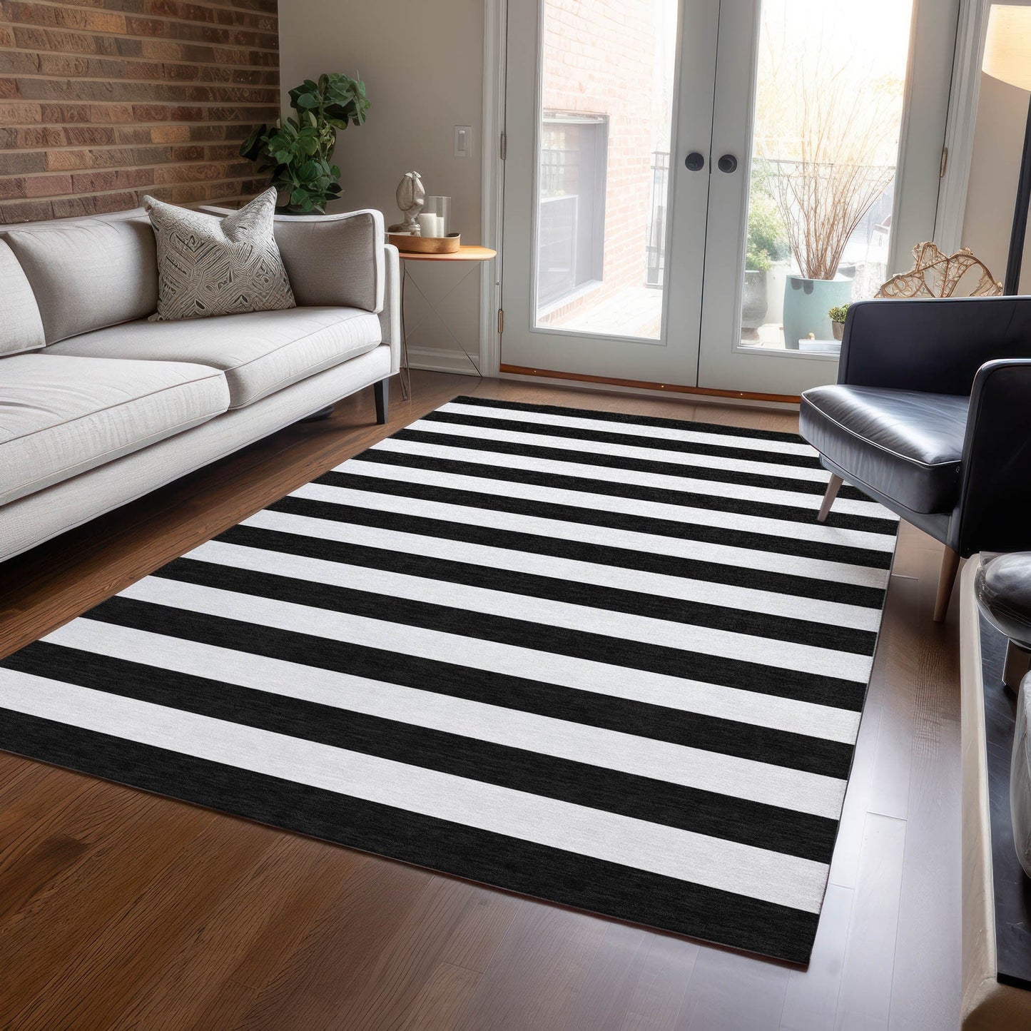 Tapis Chantille à rayures Cabana lavable en machine pour intérieur/extérieur