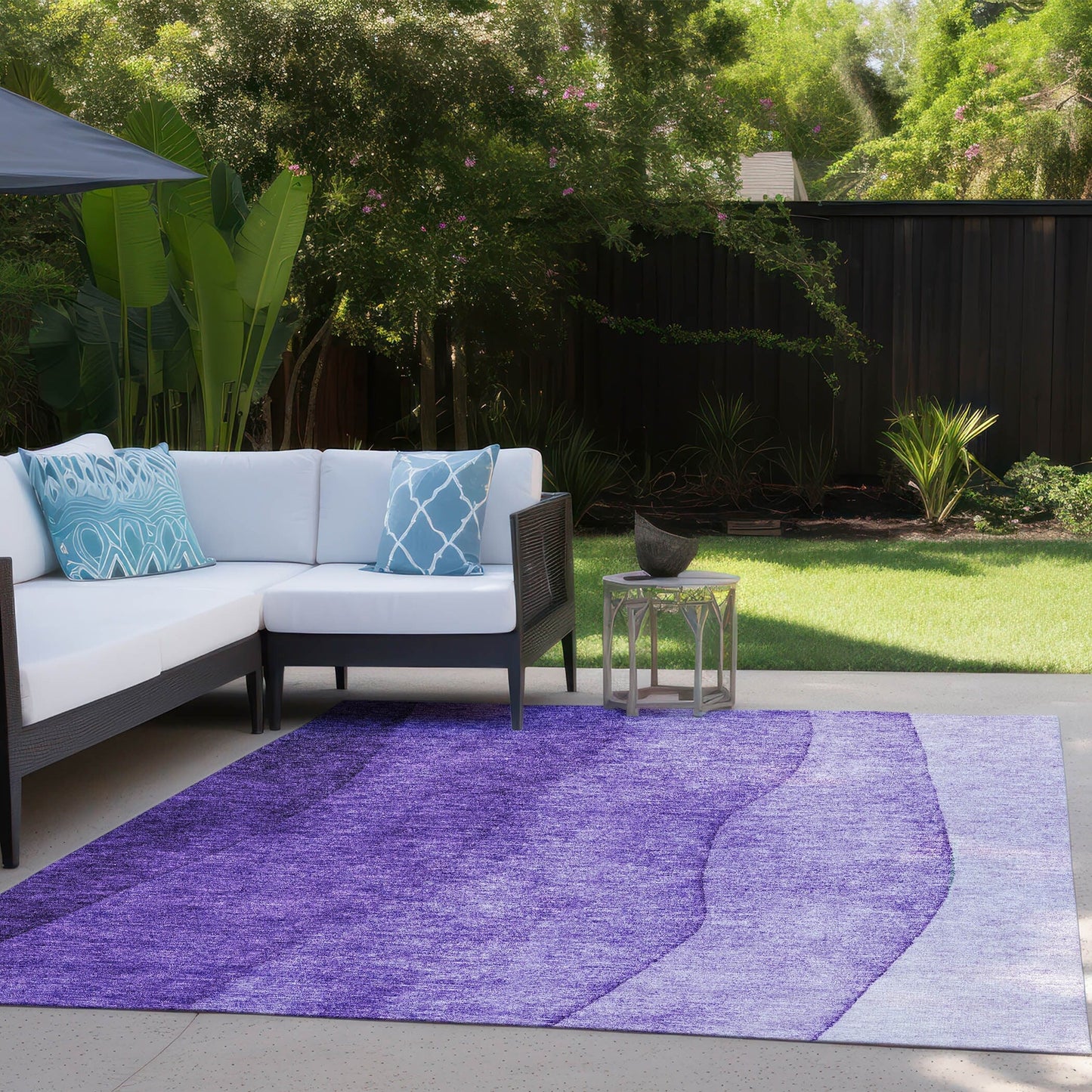 Tapis Chantille contemporain ombré lavable en machine pour intérieur/extérieur