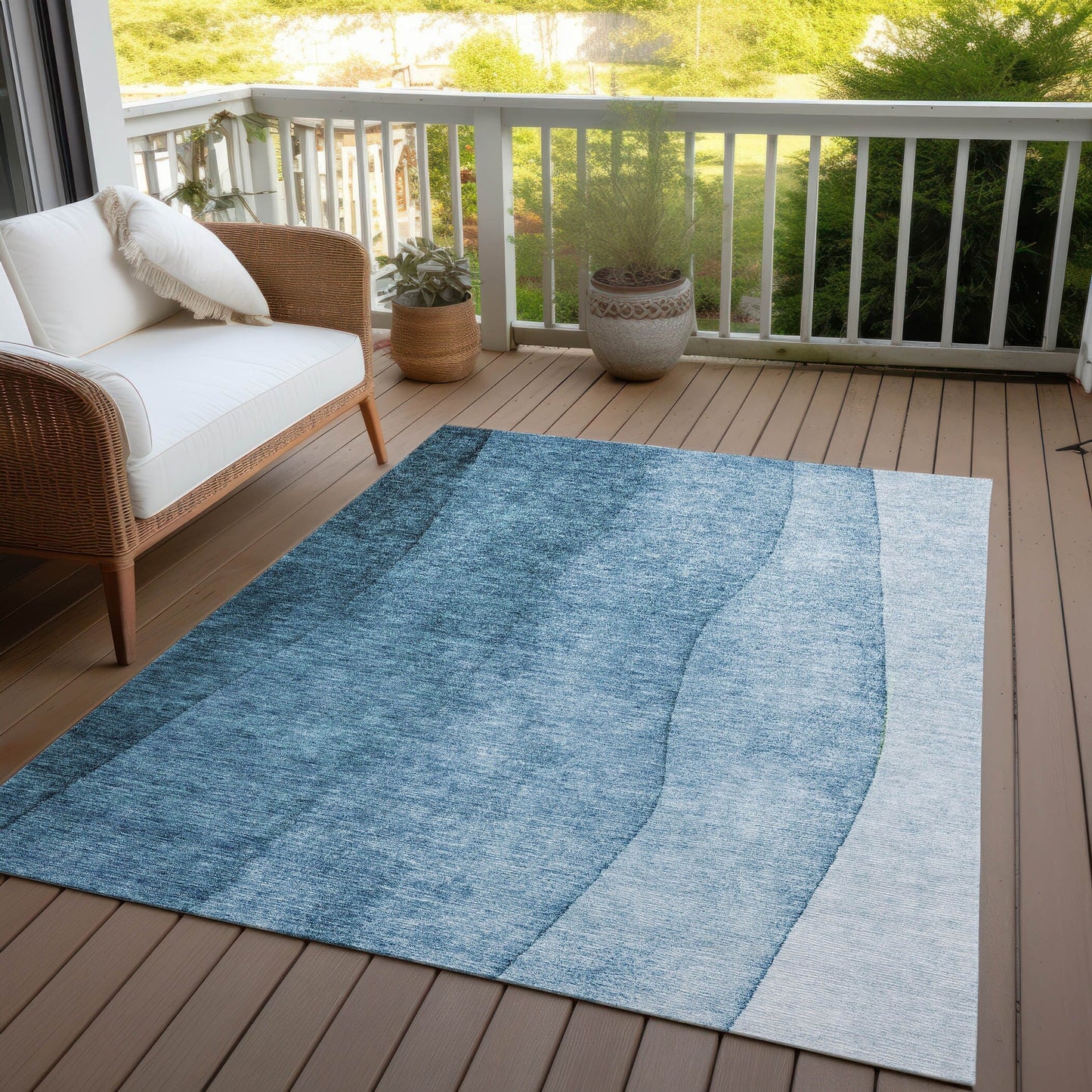 Tapis Chantille contemporain ombré lavable en machine pour intérieur/extérieur