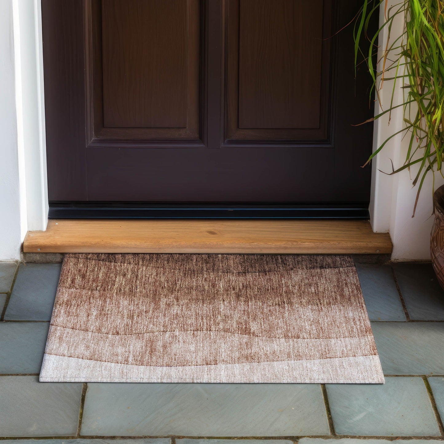 Tapis Chantille contemporain ombré lavable en machine pour intérieur/extérieur