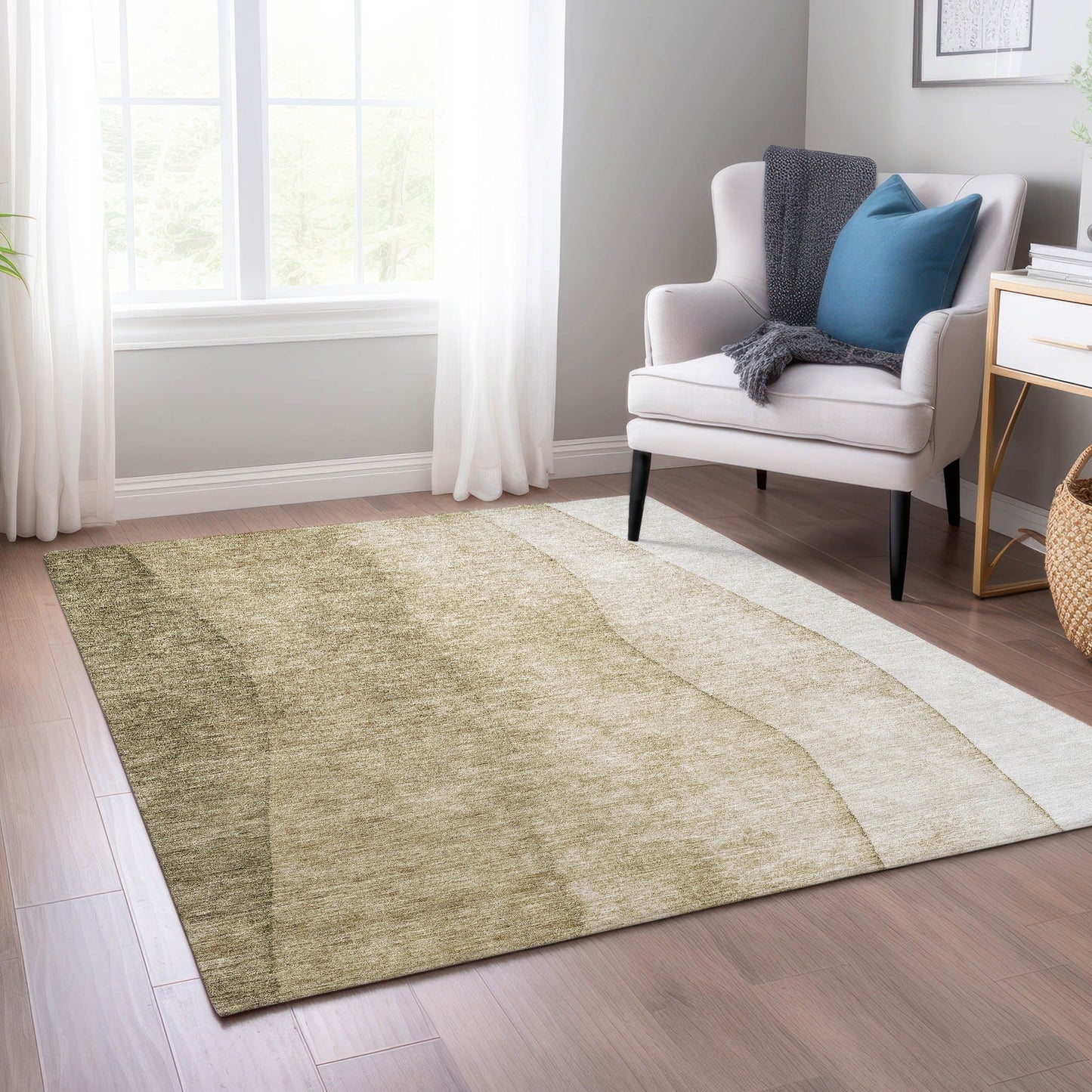 Tapis Chantille contemporain ombré lavable en machine pour intérieur/extérieur