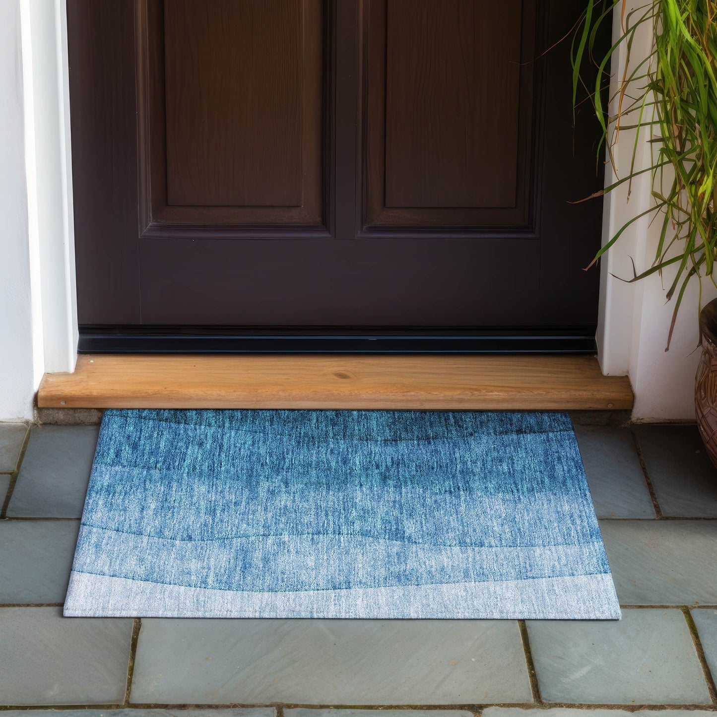 Tapis Chantille contemporain ombré lavable en machine pour intérieur/extérieur
