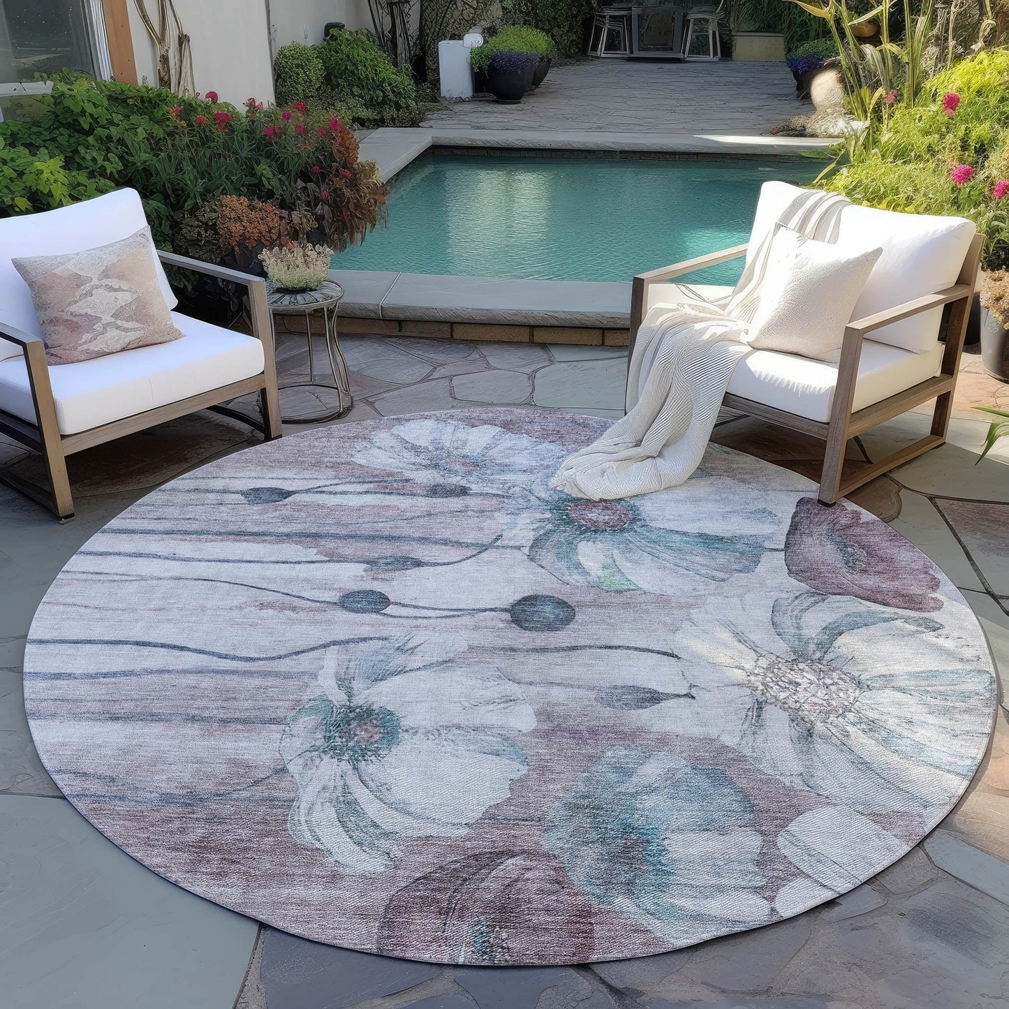 Tapis floral moderne Chantille lavable en machine pour intérieur/extérieur