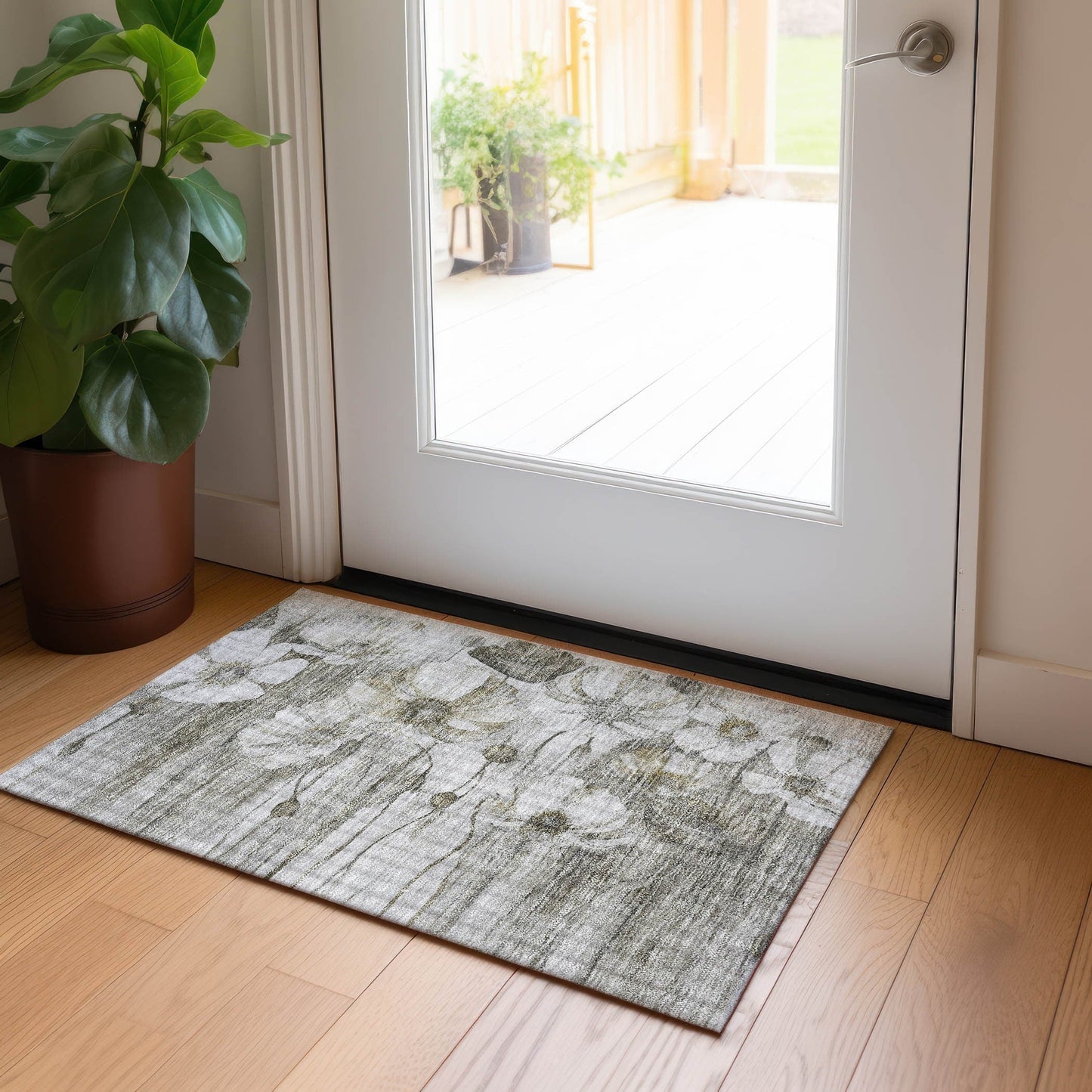 Tapis floral moderne Chantille lavable en machine pour intérieur/extérieur