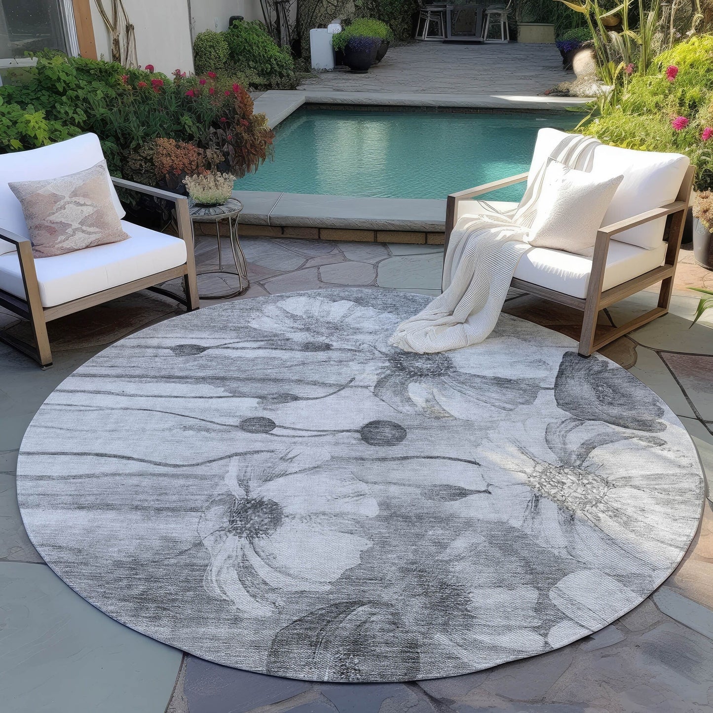 Tapis floral moderne Chantille lavable en machine pour intérieur/extérieur