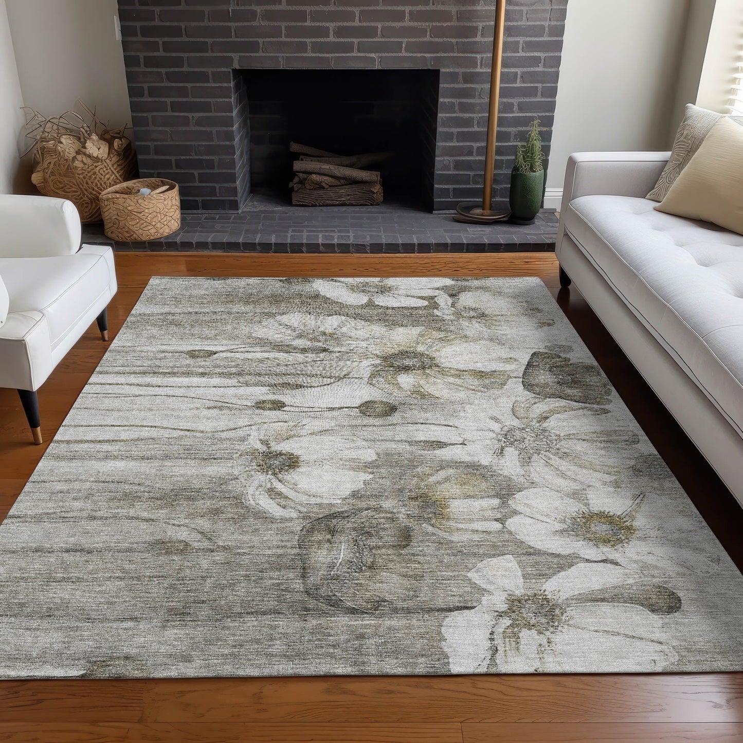 Tapis floral moderne Chantille lavable en machine pour intérieur/extérieur