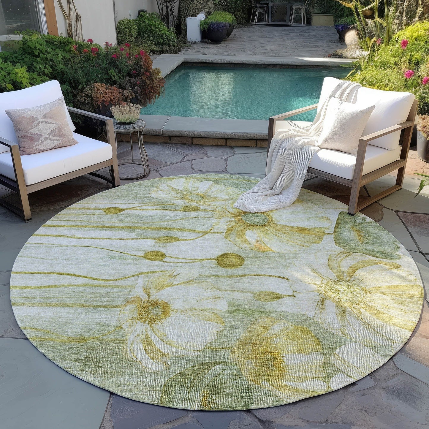 Tapis floral moderne Chantille lavable en machine pour intérieur/extérieur