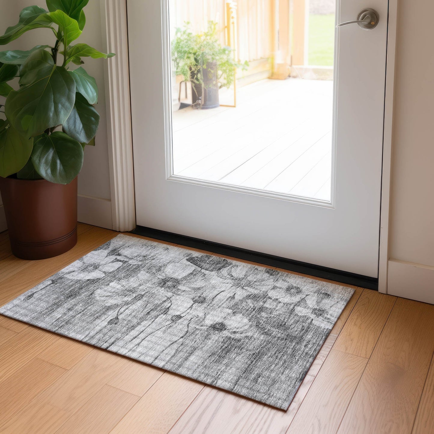 Tapis floral moderne Chantille lavable en machine pour intérieur/extérieur