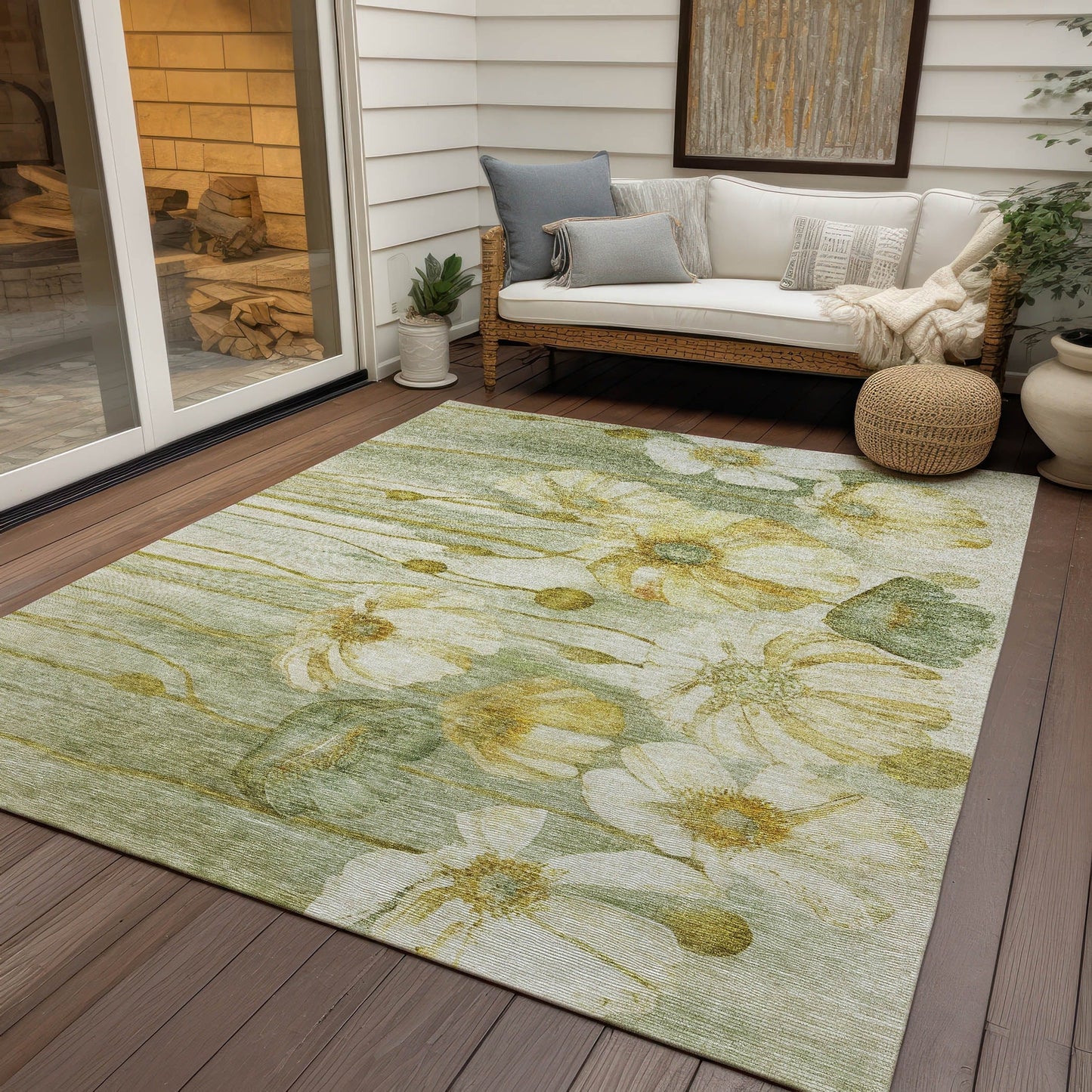 Tapis floral moderne Chantille lavable en machine pour intérieur/extérieur