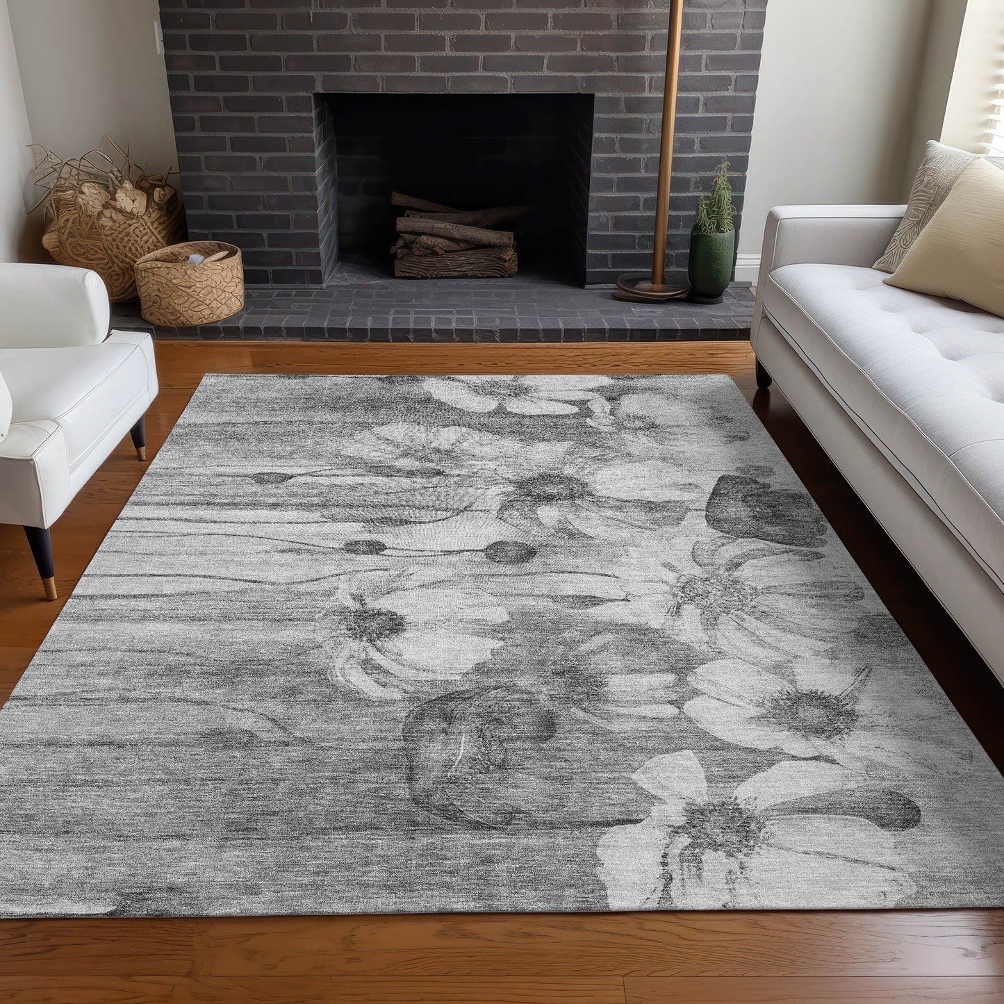 Tapis floral moderne Chantille lavable en machine pour intérieur/extérieur