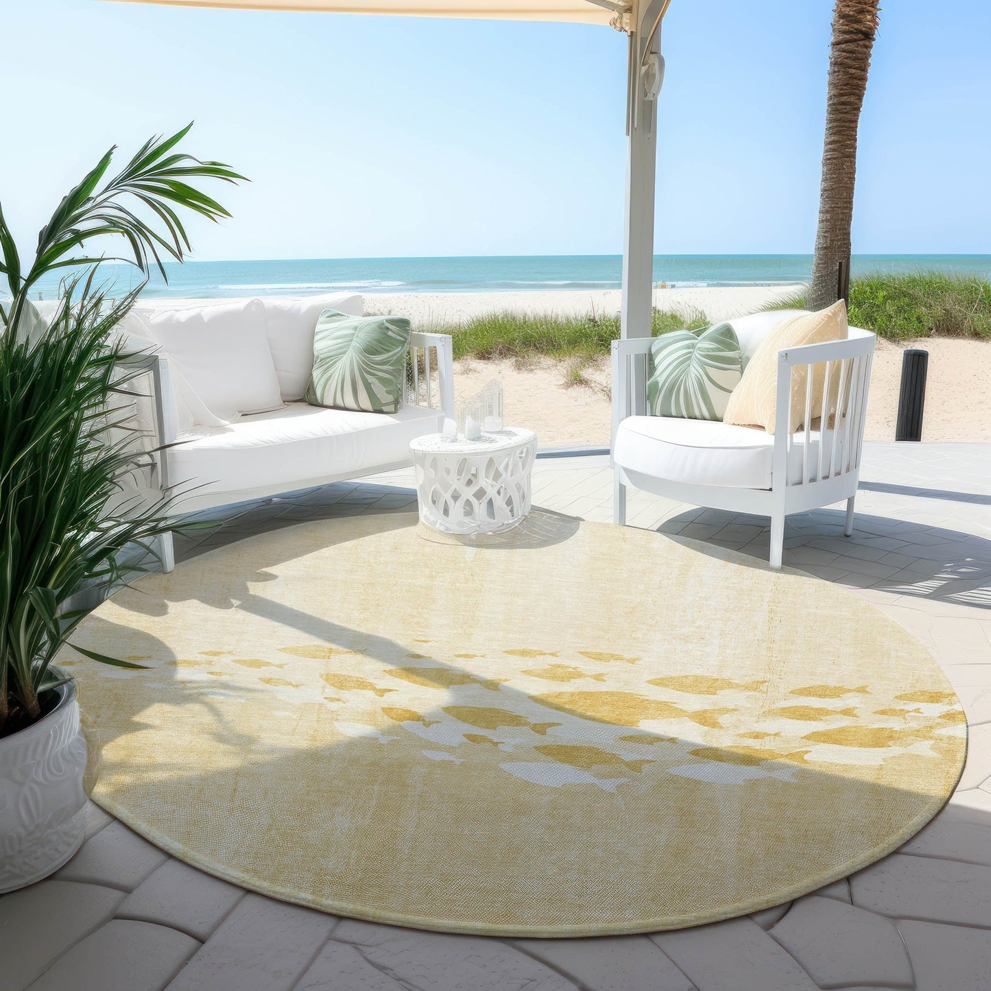 Tapis Chantille moderne Sea Life lavable en machine pour intérieur/extérieur