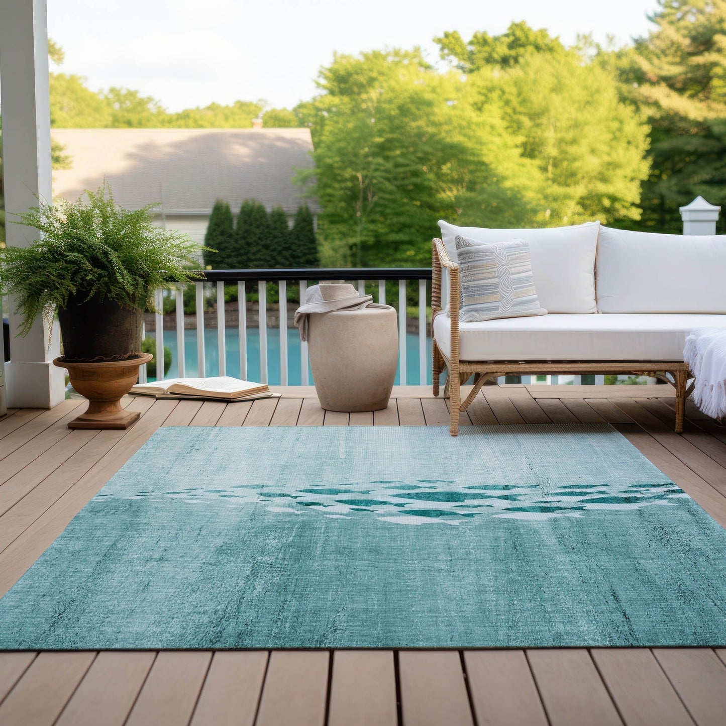 Tapis Chantille moderne Sea Life lavable en machine pour intérieur/extérieur