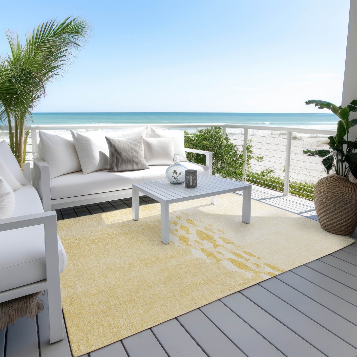 Tapis Chantille moderne Sea Life lavable en machine pour intérieur/extérieur