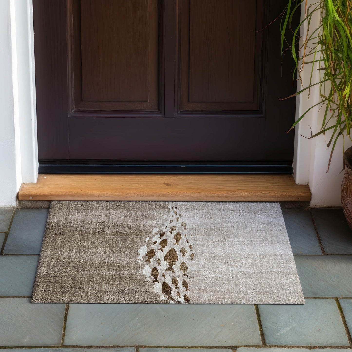 Tapis Chantille moderne Sea Life lavable en machine pour intérieur/extérieur