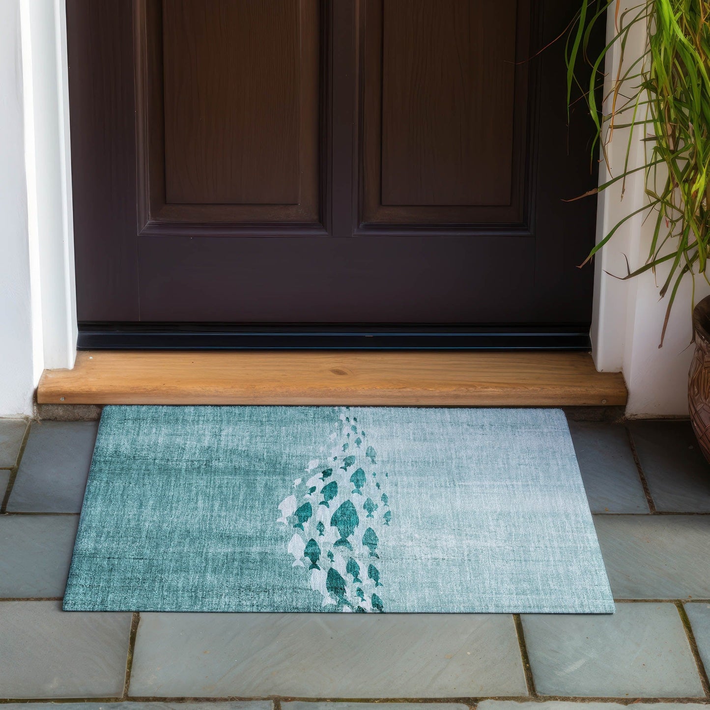 Tapis Chantille moderne Sea Life lavable en machine pour intérieur/extérieur