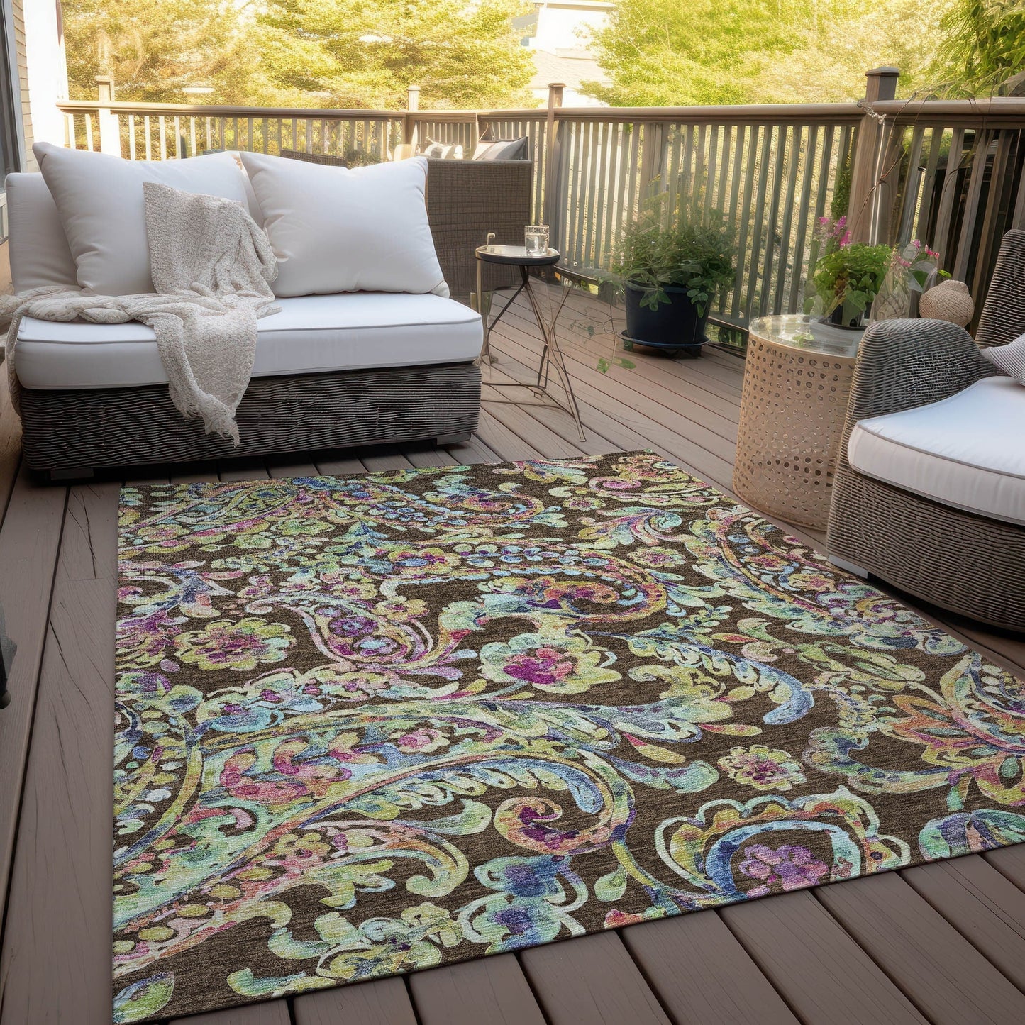 Tapis traditionnel Chantille lavable en machine pour intérieur/extérieur
