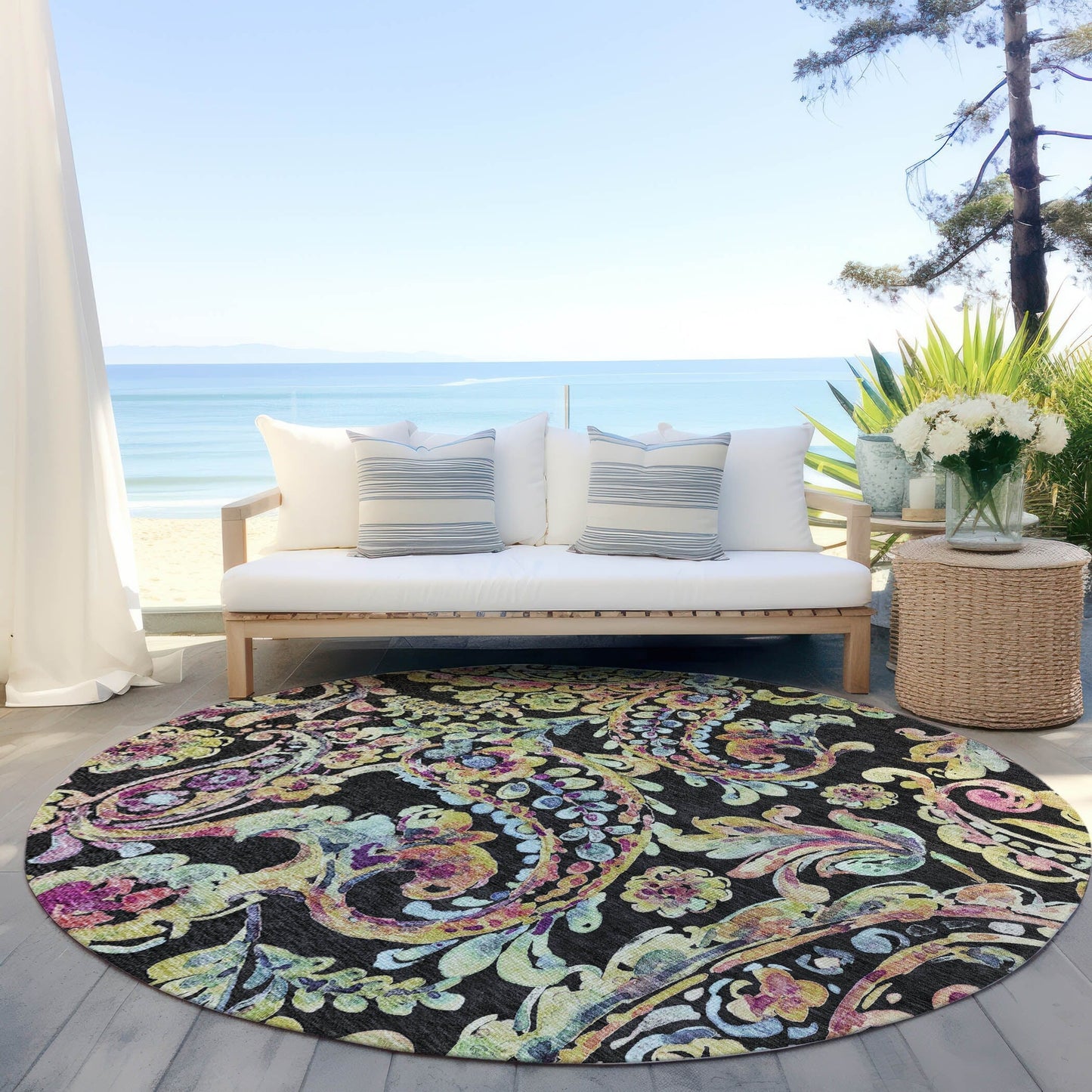 Tapis traditionnel Chantille lavable en machine pour intérieur/extérieur
