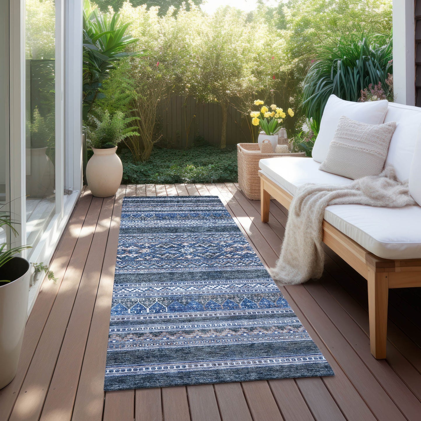 Tapis Chantille Tribal Boho lavable en machine pour intérieur/extérieur