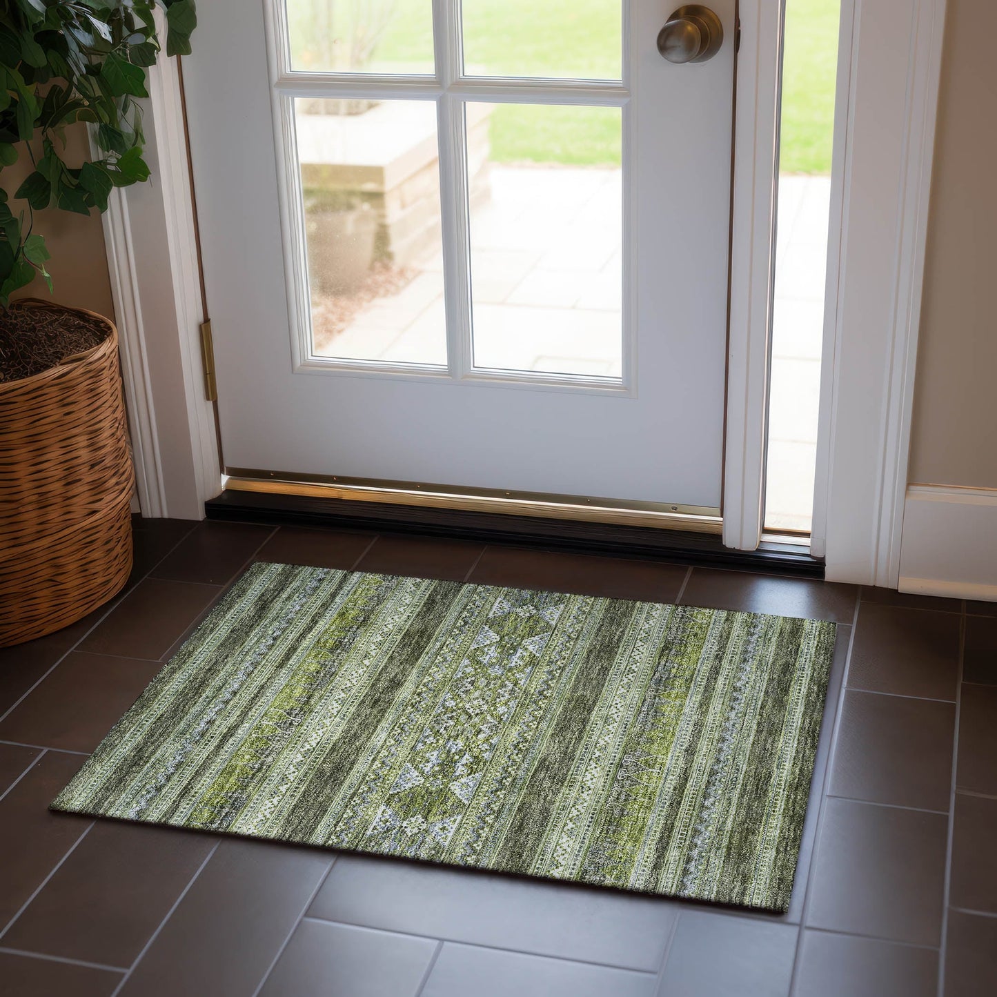 Tapis Chantille Tribal Boho lavable en machine pour intérieur/extérieur