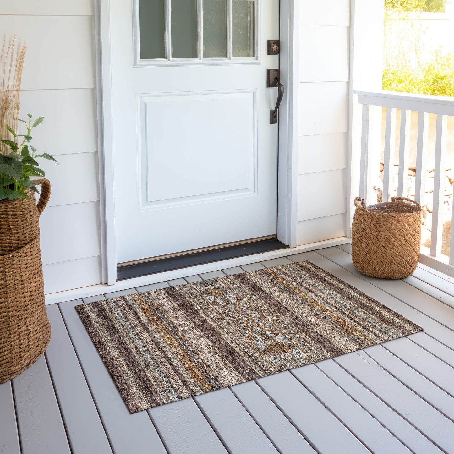 Tapis Chantille Tribal Boho lavable en machine pour intérieur/extérieur