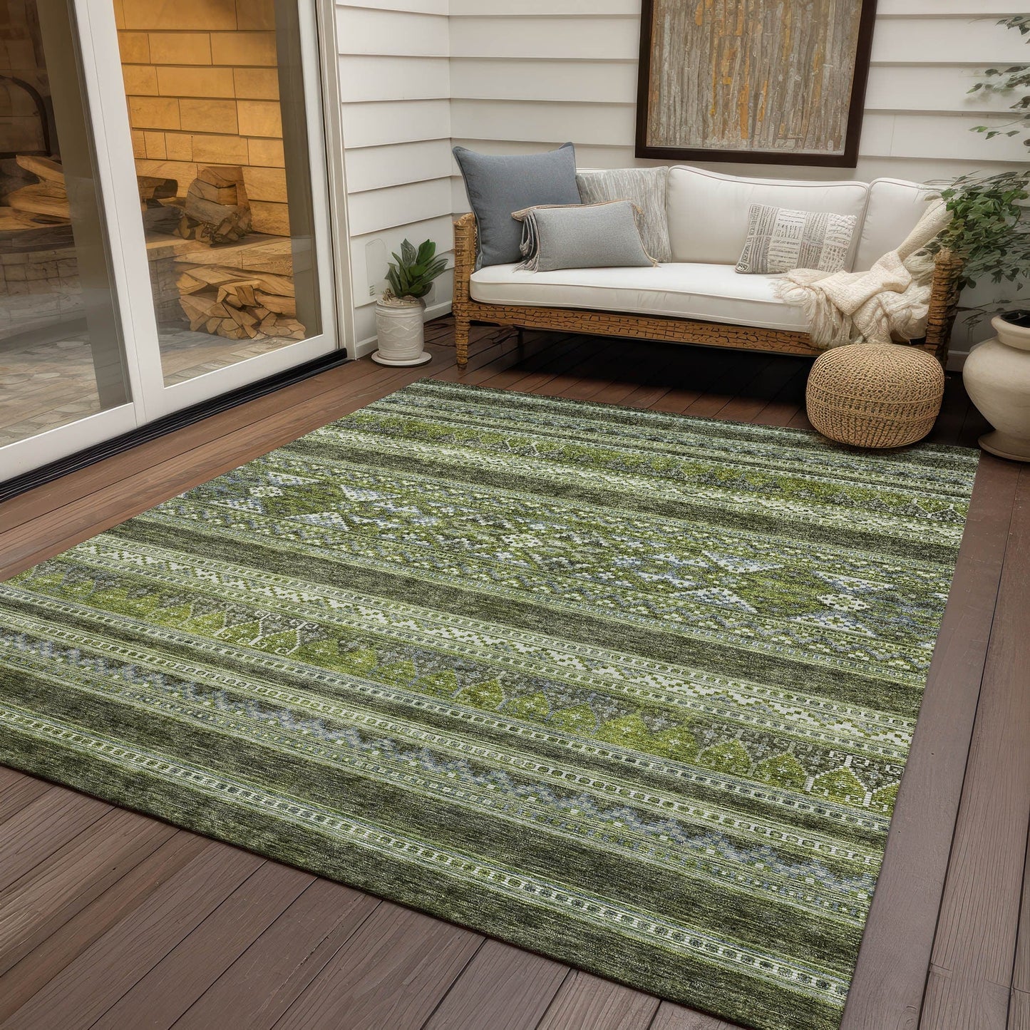 Tapis Chantille Tribal Boho lavable en machine pour intérieur/extérieur