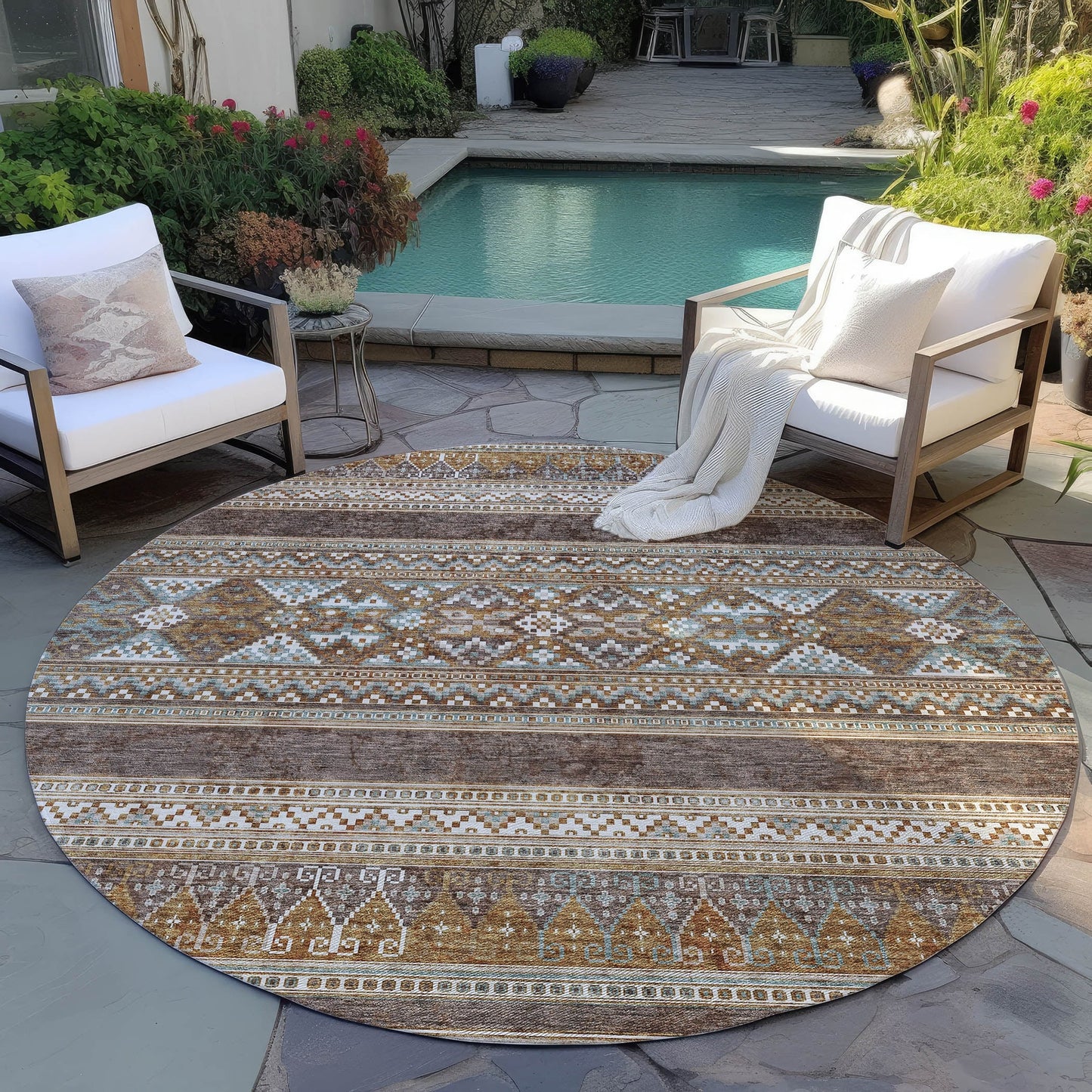 Tapis Chantille Tribal Boho lavable en machine pour intérieur/extérieur