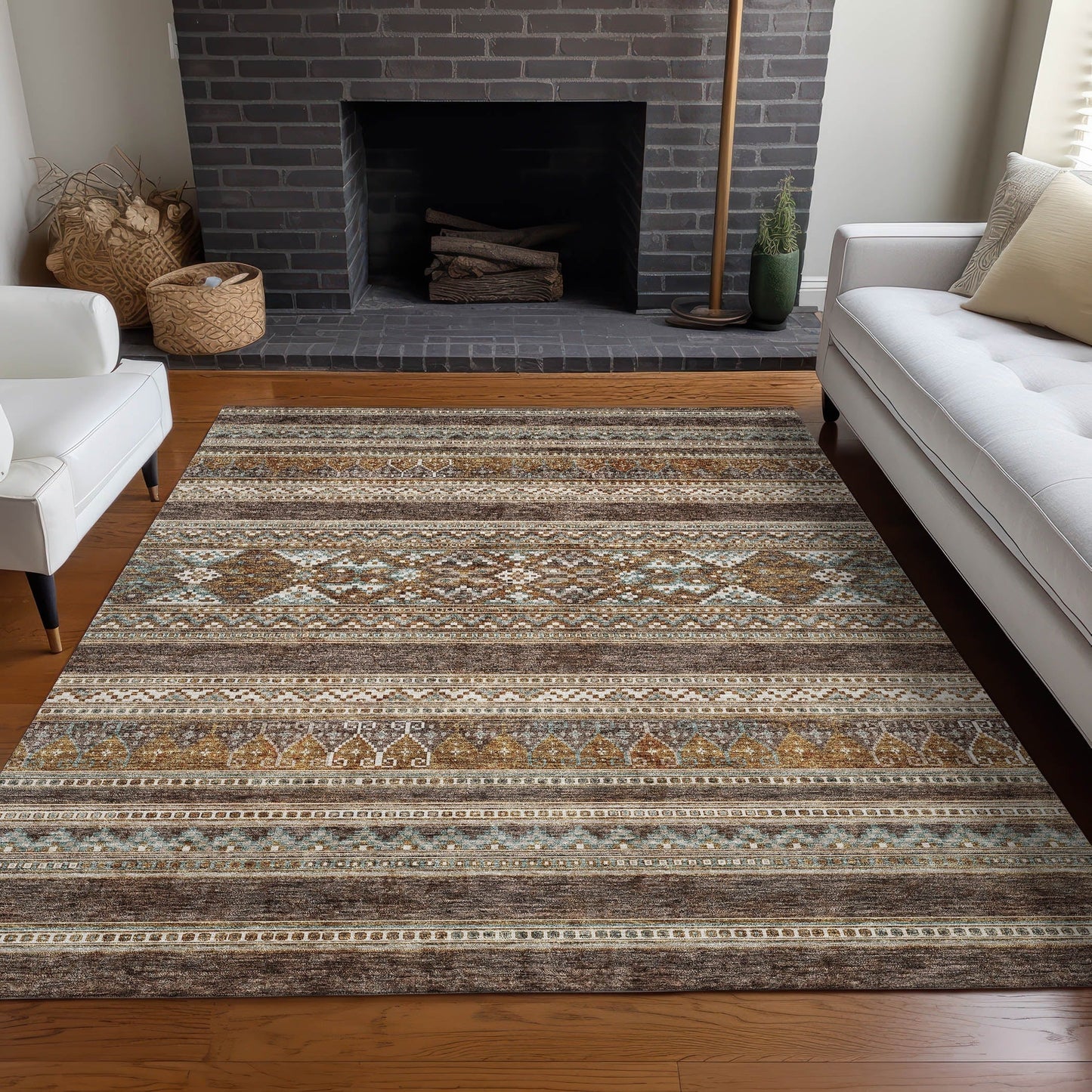 Tapis Chantille Tribal Boho lavable en machine pour intérieur/extérieur