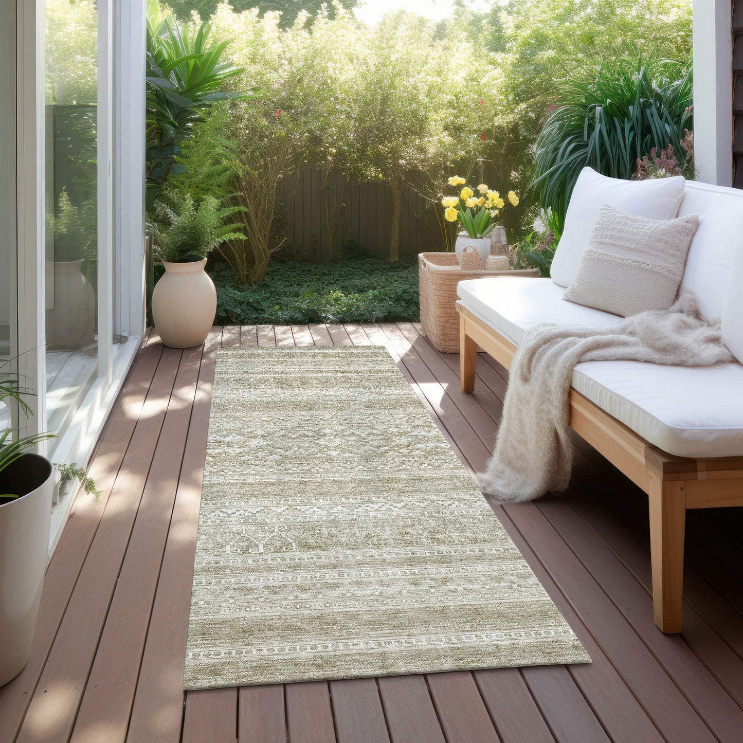 Tapis Chantille Tribal Boho lavable en machine pour intérieur/extérieur