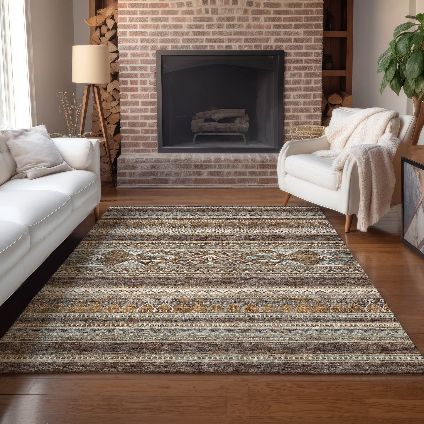 Tapis Chantille Tribal Boho lavable en machine pour intérieur/extérieur