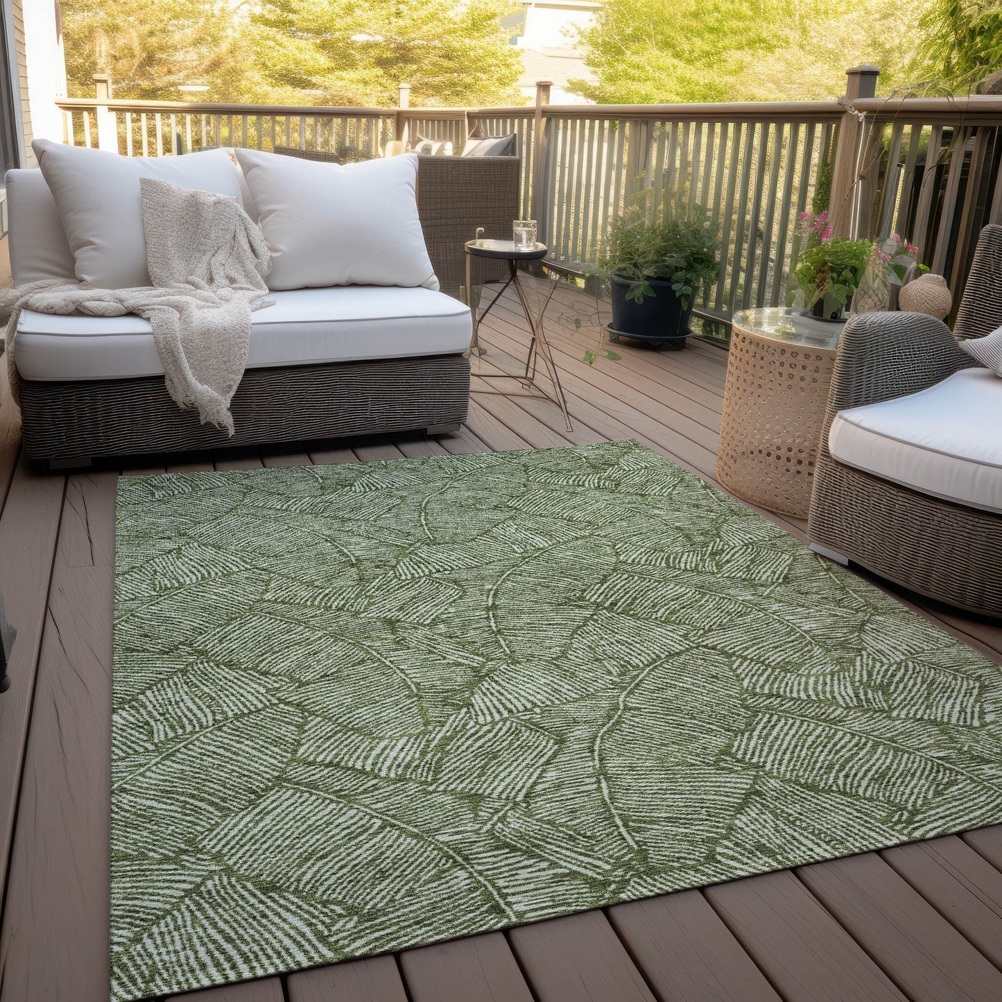 Tapis Chantille Tropical Palm lavable en machine pour intérieur/extérieur