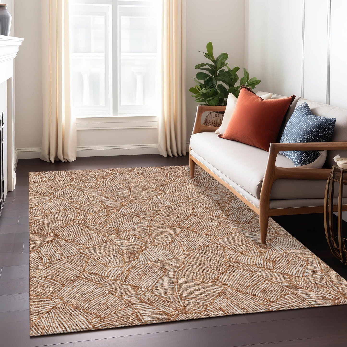 Tapis Chantille Tropical Palm lavable en machine pour intérieur/extérieur