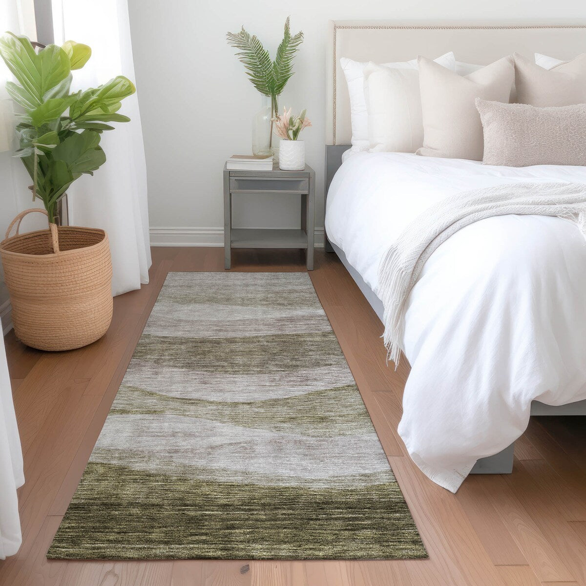 Tapis Chantille contemporain à vagues lavable en machine pour intérieur/extérieur